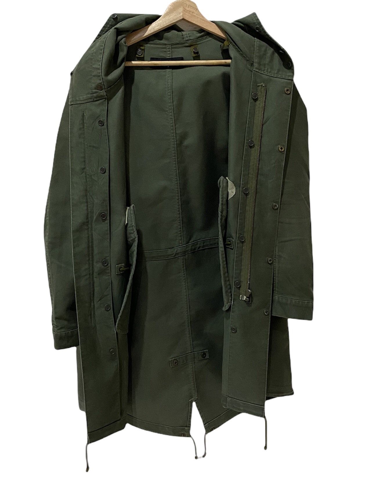 VINTAGE JOURNAL STANDARD ARMY GREEN DRAWSTRING PARKA JACKET