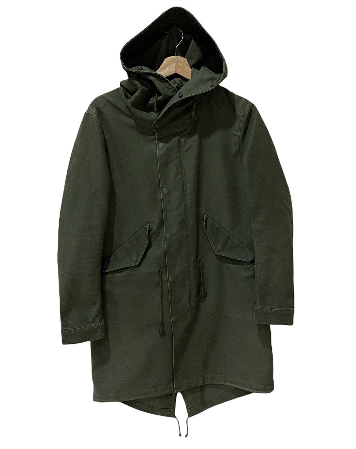 image of Vintage Journal Standard Army Green Drawstring Parka Jacket, Men's (Size Small)