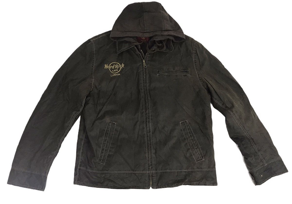 Vintage Hard Rock Cafe London Wax Cloth Jacket Winter Wear