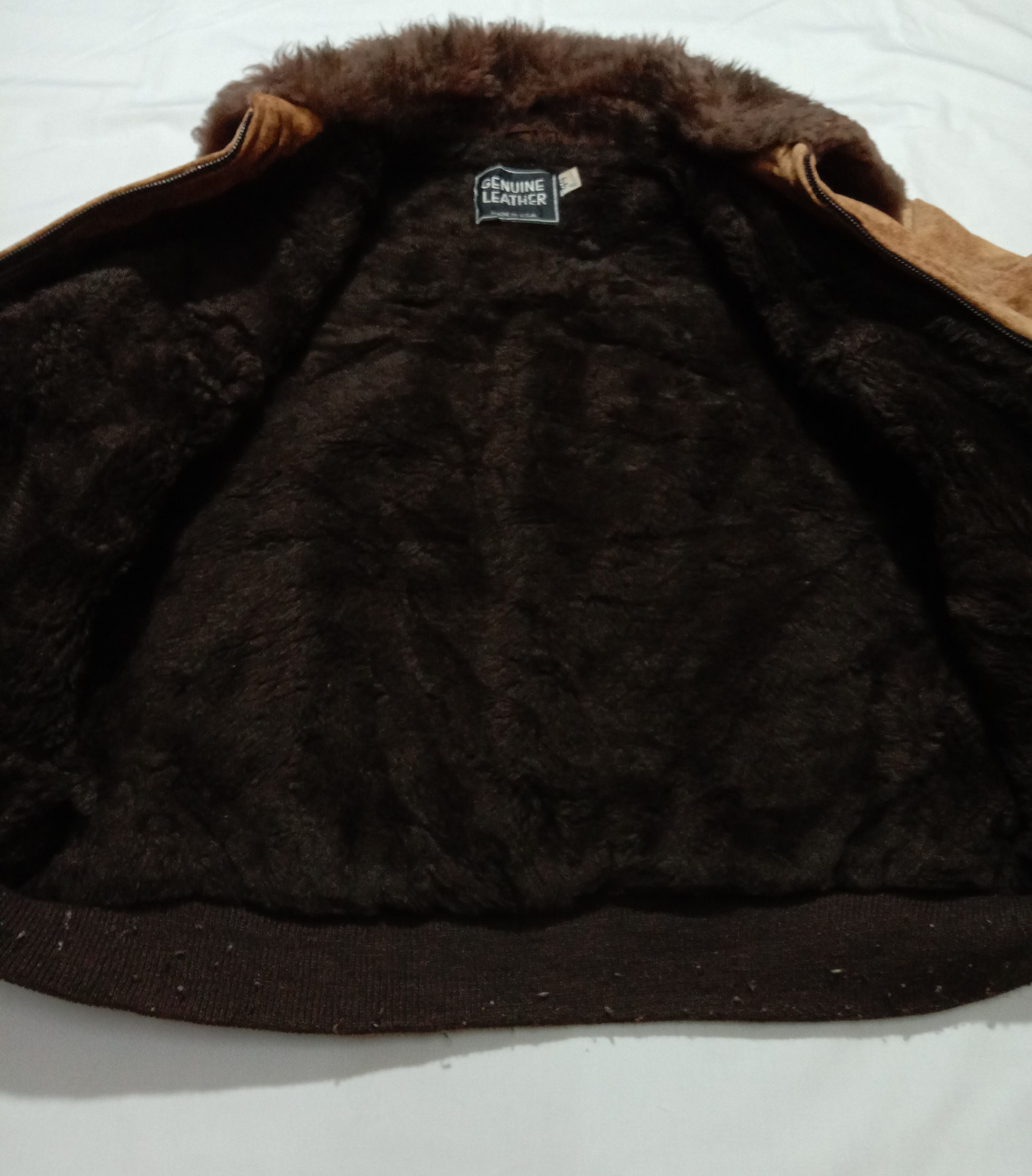 Genuine Leather × Vintage 70s 80s Genuine Leather Sherpa Jacket Made In USA Military Size US M / EU 48-50 / 2 - 3 Thumbnail