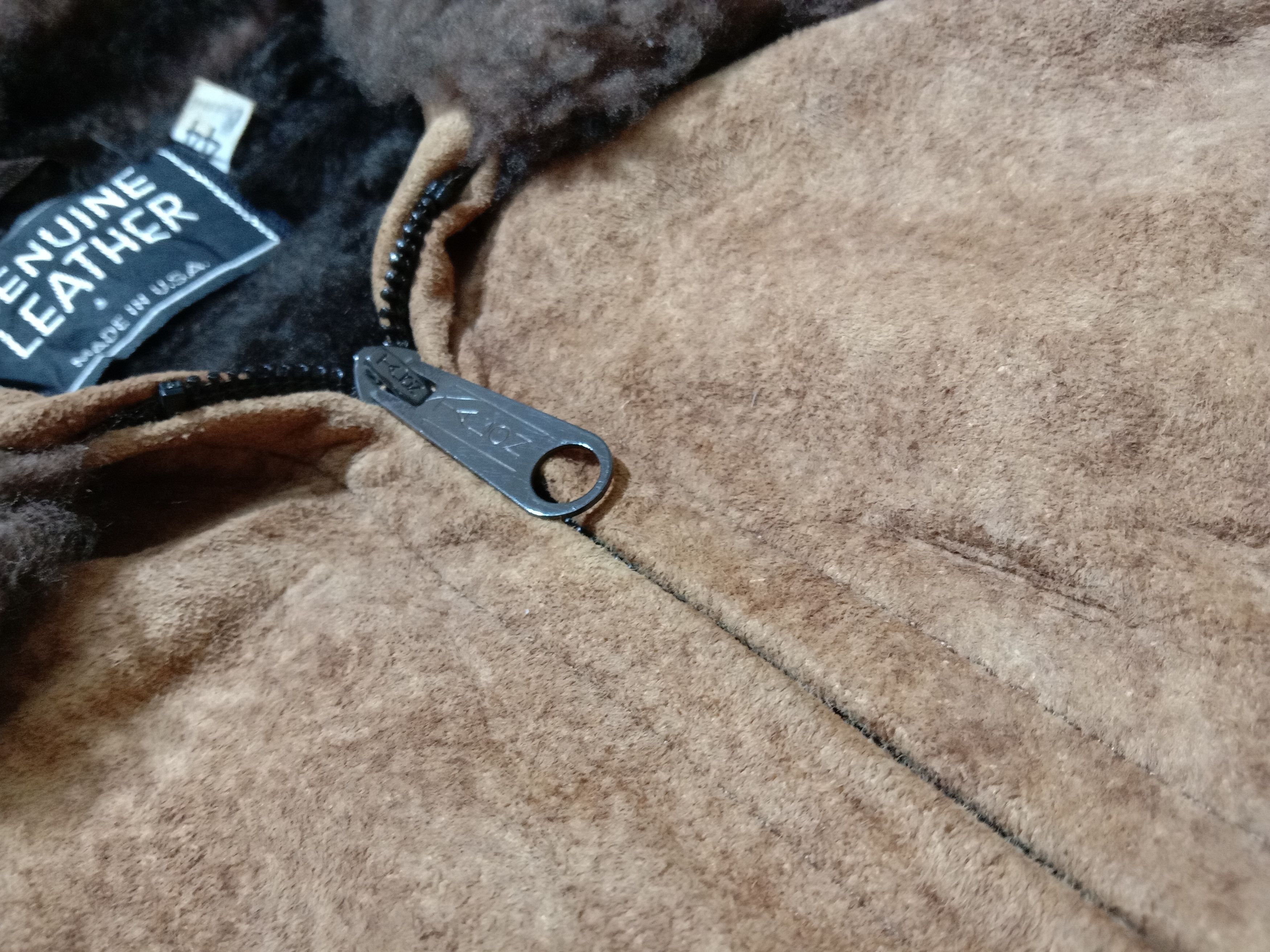 Genuine Leather × Vintage 70s 80s Genuine Leather Sherpa Jacket Made In USA Military Size US M / EU 48-50 / 2 - 6 Thumbnail