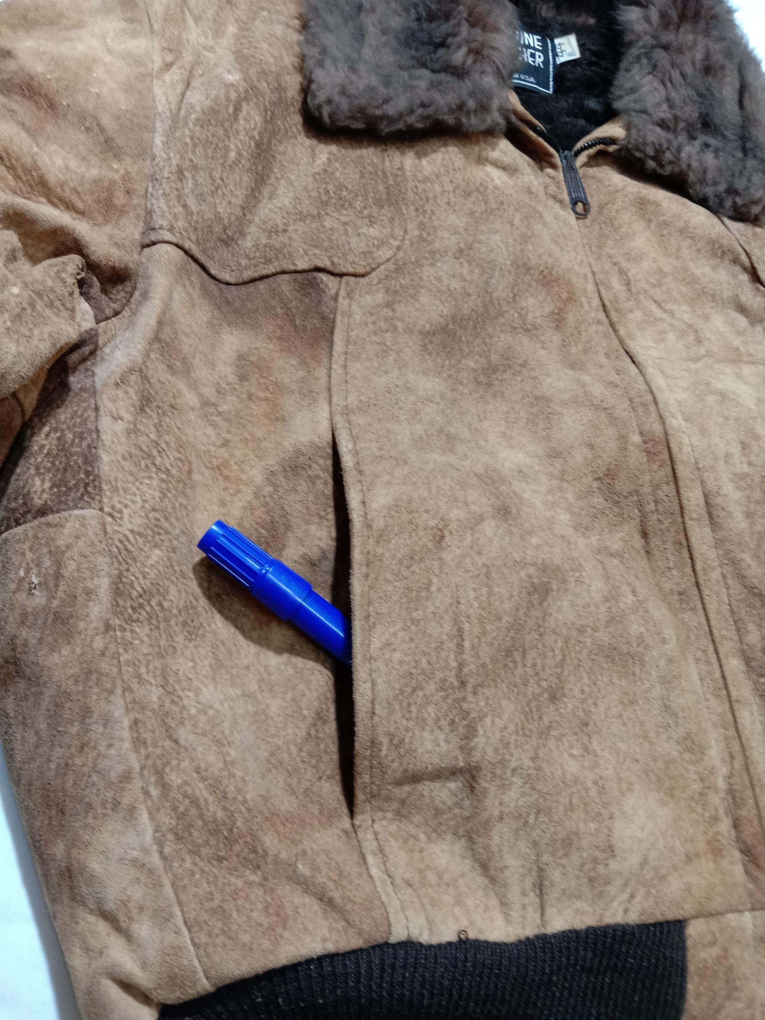 Genuine Leather × Vintage 70s 80s Genuine Leather Sherpa Jacket Made In USA Military Size US M / EU 48-50 / 2 - 5 Thumbnail