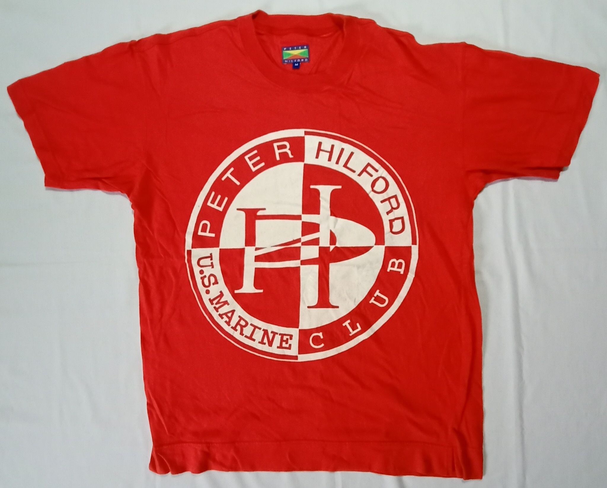 Vintage Peter Hilford U.S Marine Red Tee Like Tommy Hilfiger Logo Size US M / EU 48-50 / 2 - 1 Thumbnail
