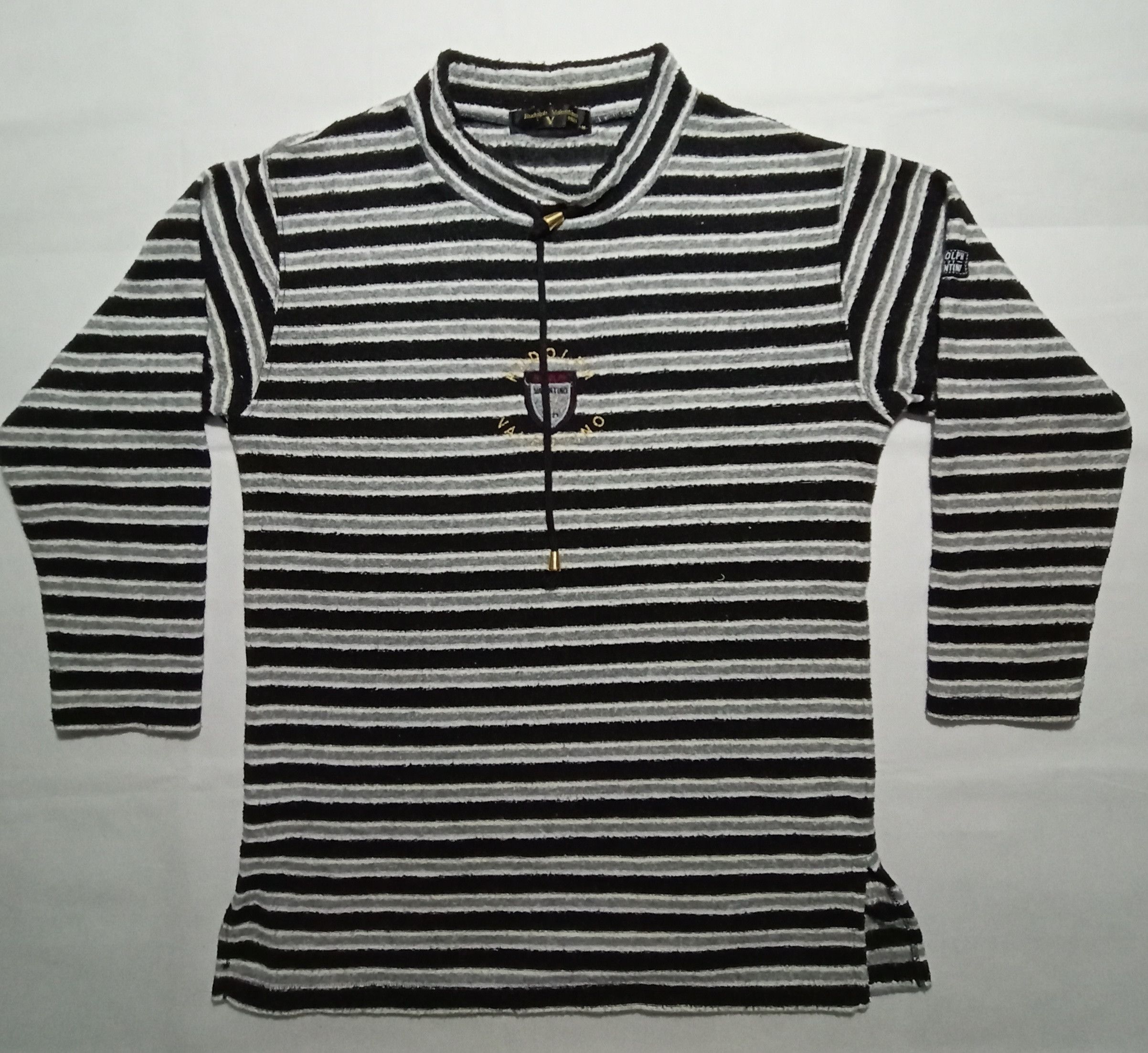 image of Rudolph Valentino Embroidery Logo Fleece Tee in Black/White, Men's (Size Small)