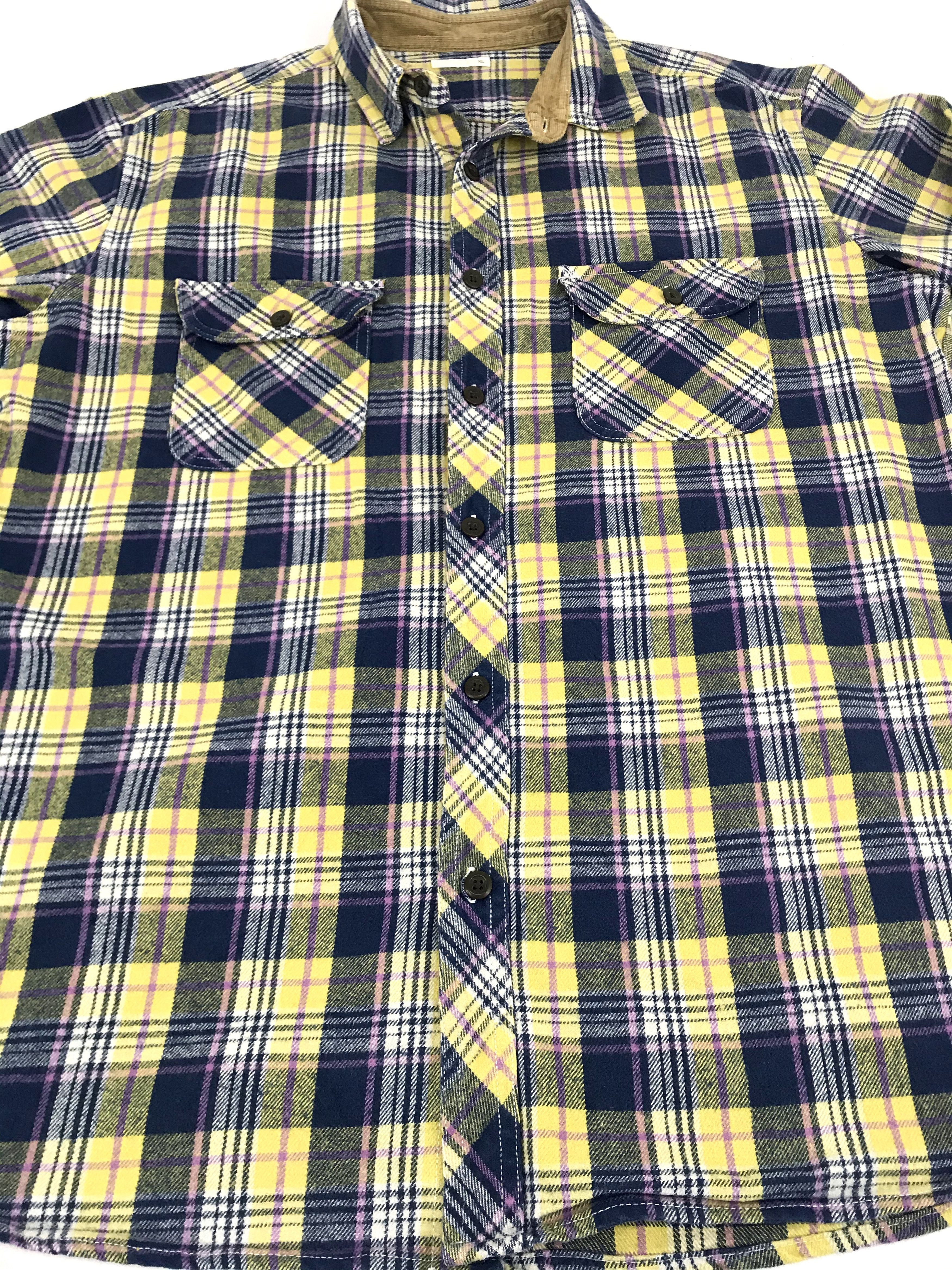 Japanese Brand Vintage Style Padded Corduroy Guard Elbow Flannel Shirt Size US XL / EU 56 / 4 - 2 Thumbnail