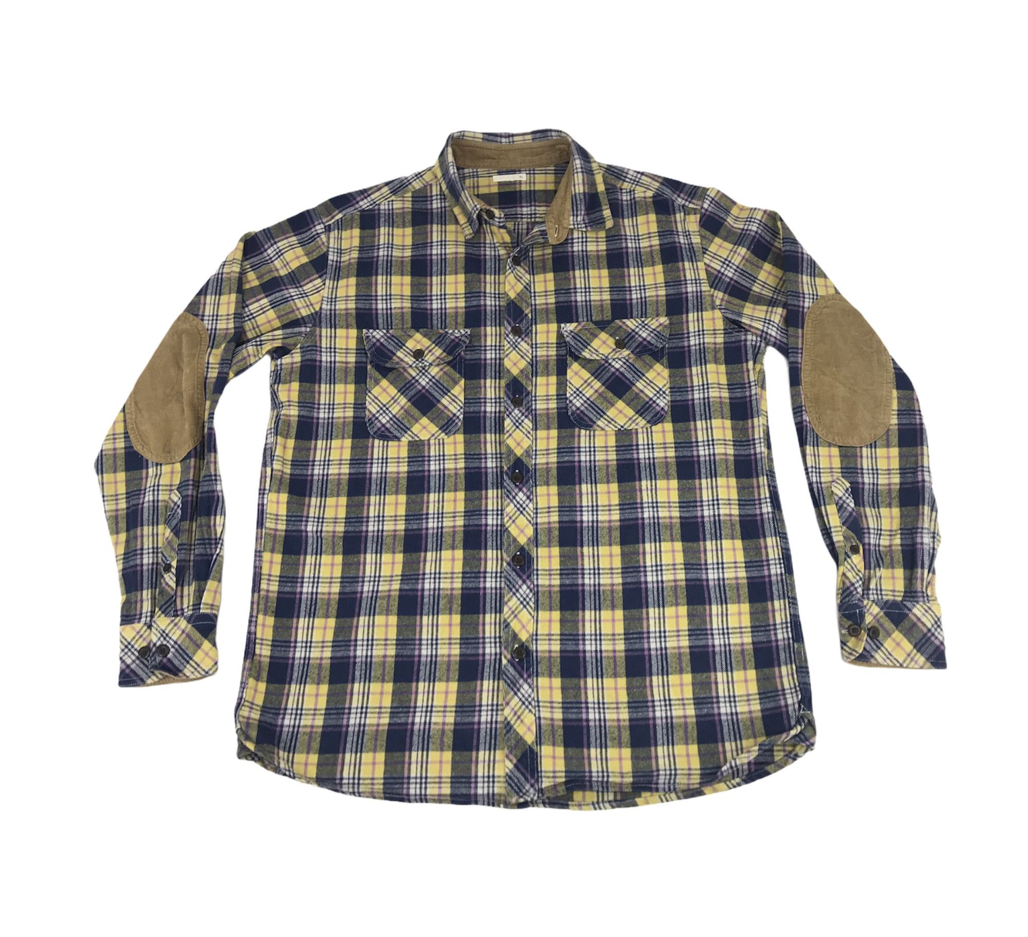 Japanese Brand Vintage Style Padded Corduroy Guard Elbow Flannel Shirt Size US XL / EU 56 / 4 - 1 Thumbnail