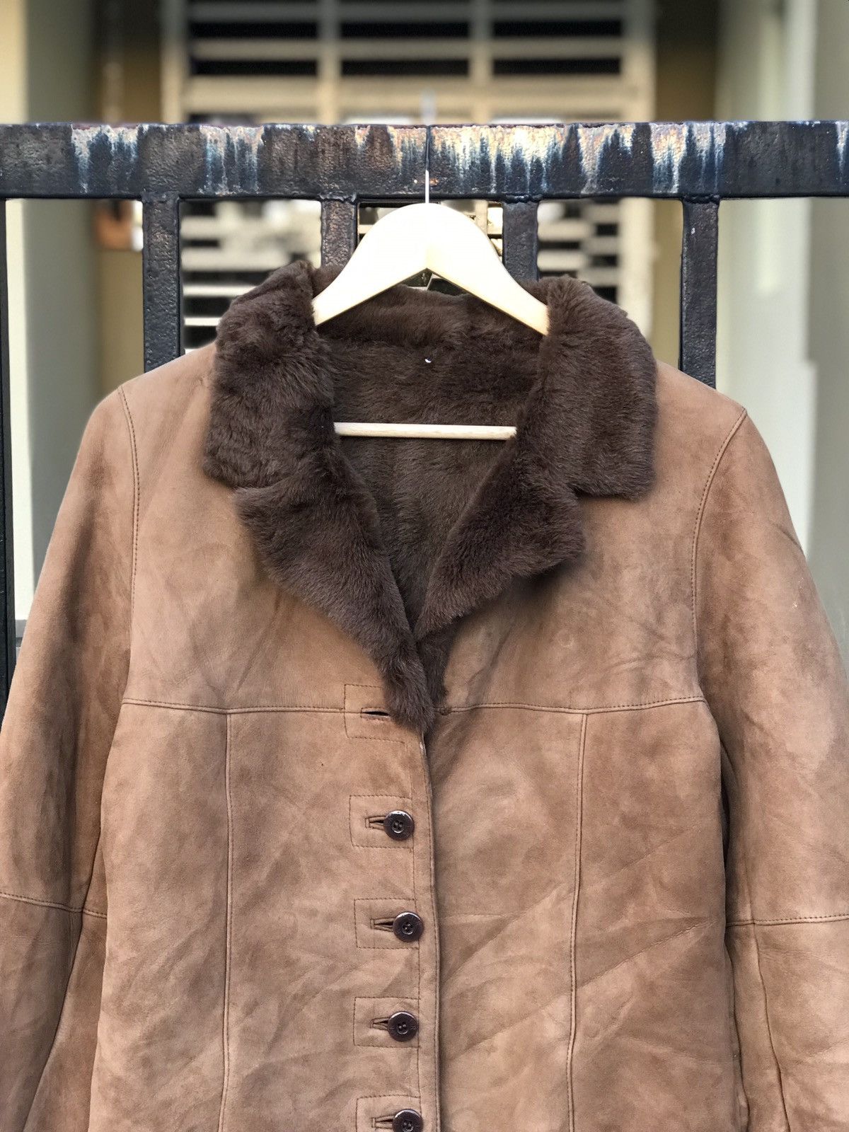 Japanese Brand J&R off one environment sherpa button up leather jacket Size US XS / EU 42 / 0 - 2 Thumbnail