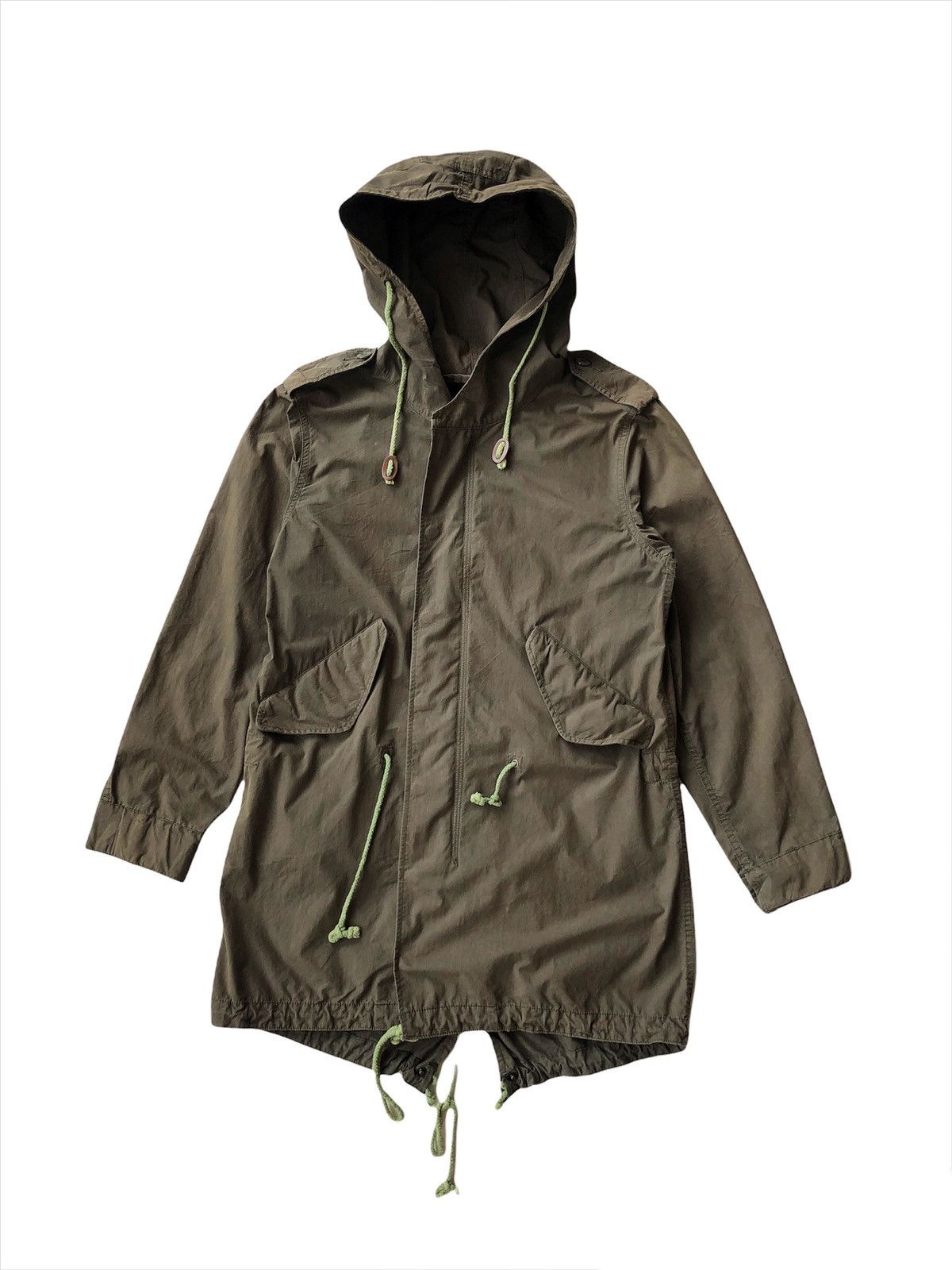 image of Beams Plus x Military Grailbeams Military Lines Fishtail Mods Parka Jacket in Olive (Size Small)