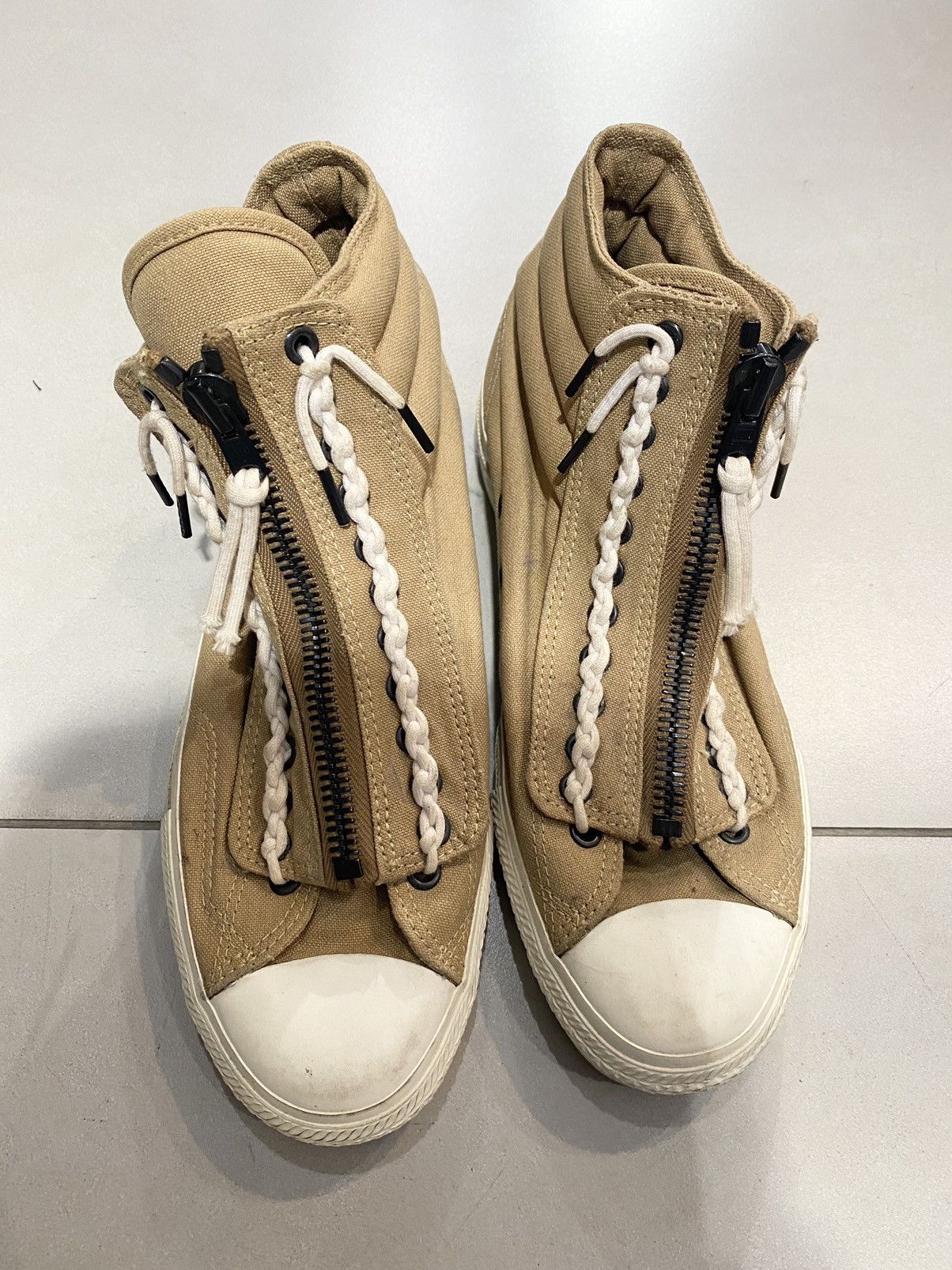 image of Number N Ine x Sneakers VTG Number Nine Zip Hi Sneakers 6 Undercover Hysteric in Khaki, Men's