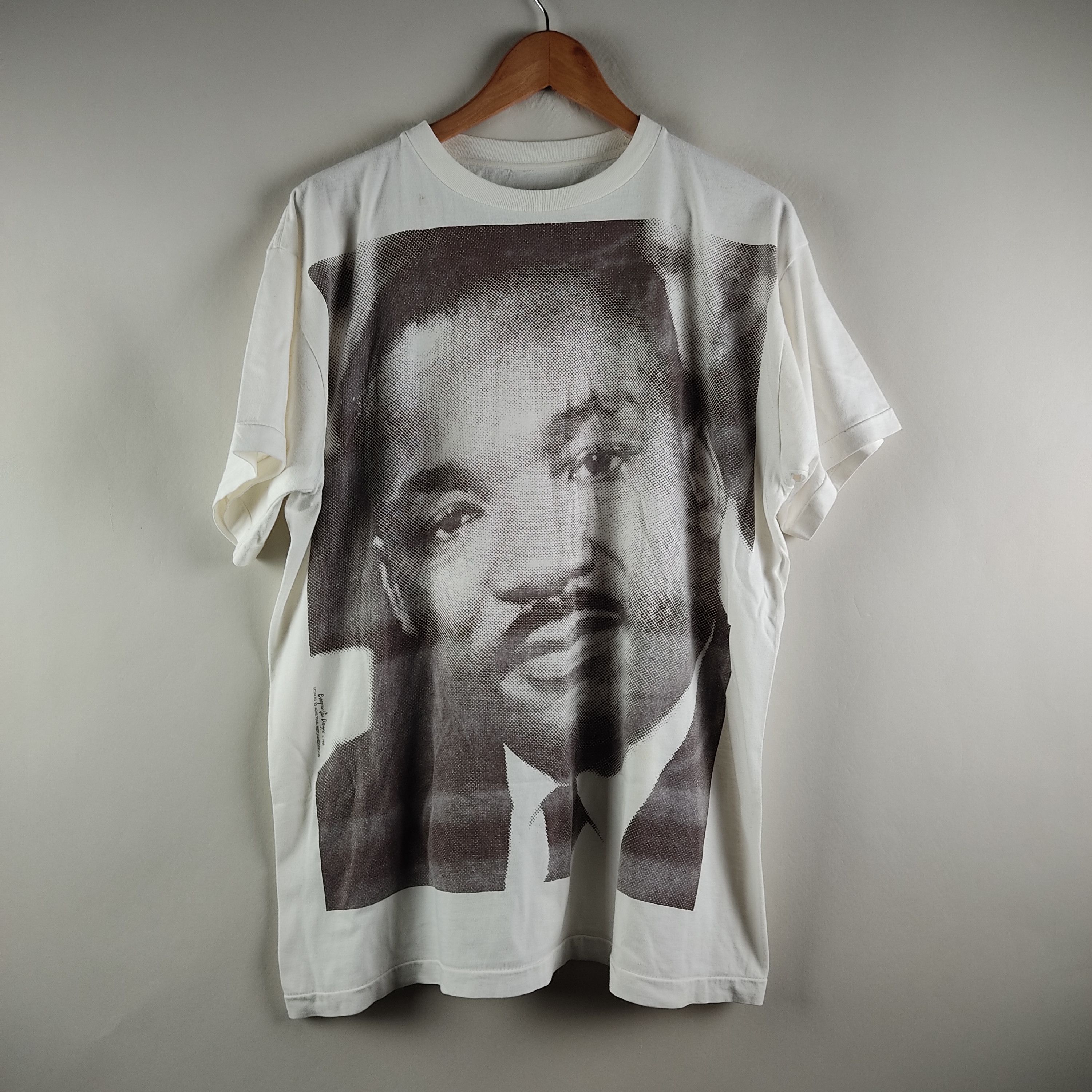 image of Malcolm x X Movie 1988 Martin Luther King Big Face Art Tee in White, Men's (Size XL)