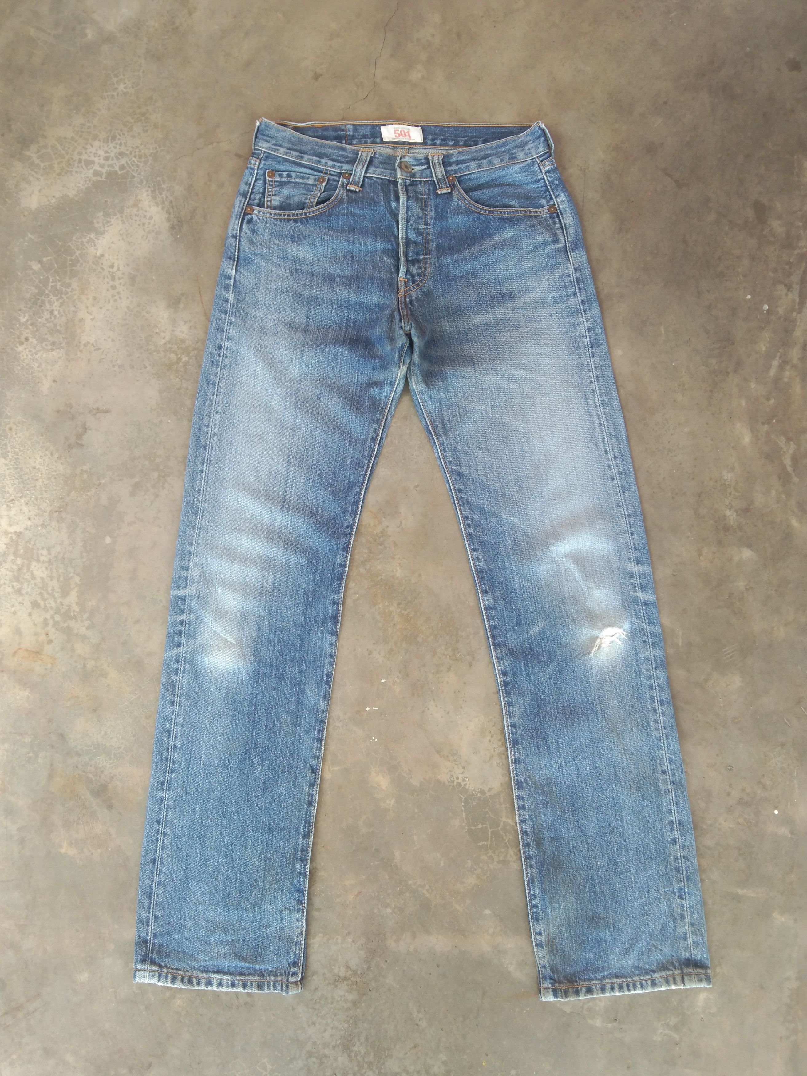image of Levis x Vintage Levi's 501 Light Wash Distressed Jeans 28X31.5 in Blue, Men's