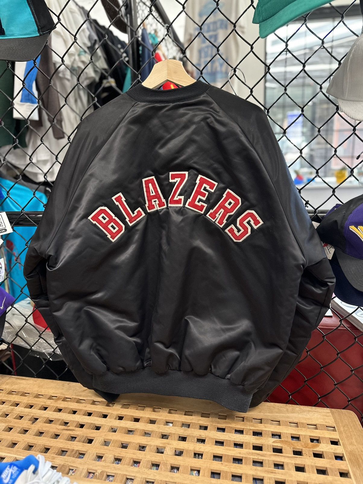 image of Chalk Line x Vintage 80's Nba Portland Trail Blazers Satin Jacket Size XL in Black, Men's