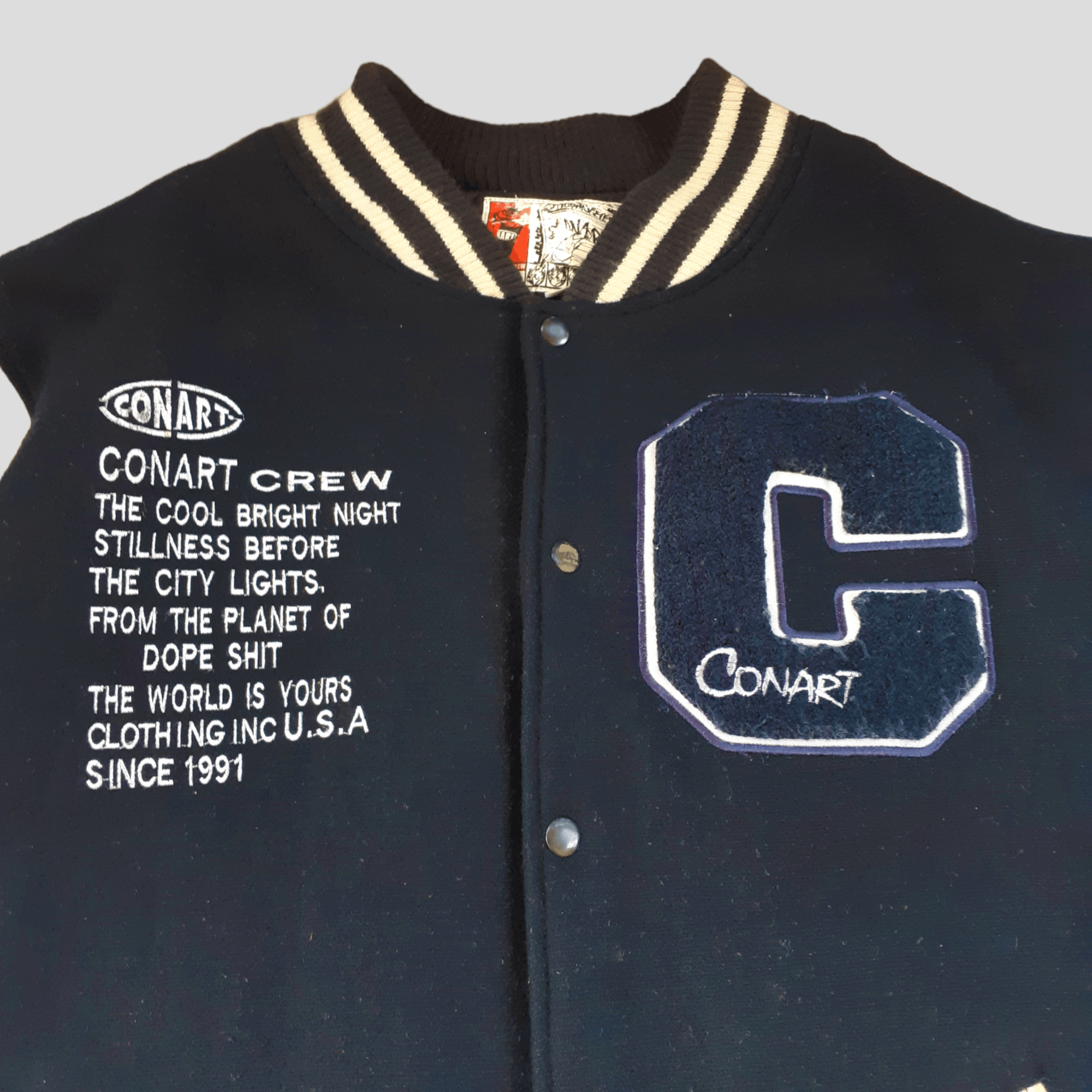 Vintage Vintage Conart Crew Varsity Jacket Wool Leather Oversized Size US L / EU 52-54 / 3 - 2 Thumbnail