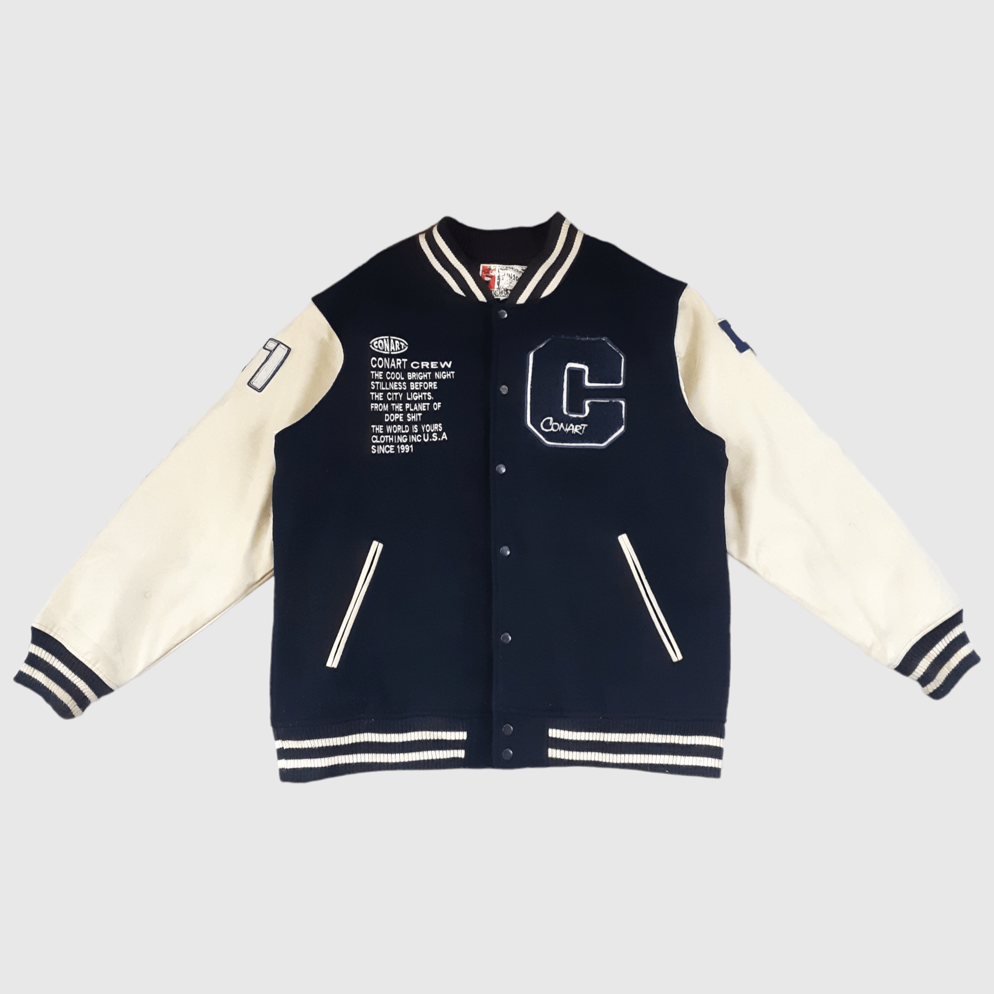 Vintage Conart Crew Varsity Jacket Wool Leather Oversized