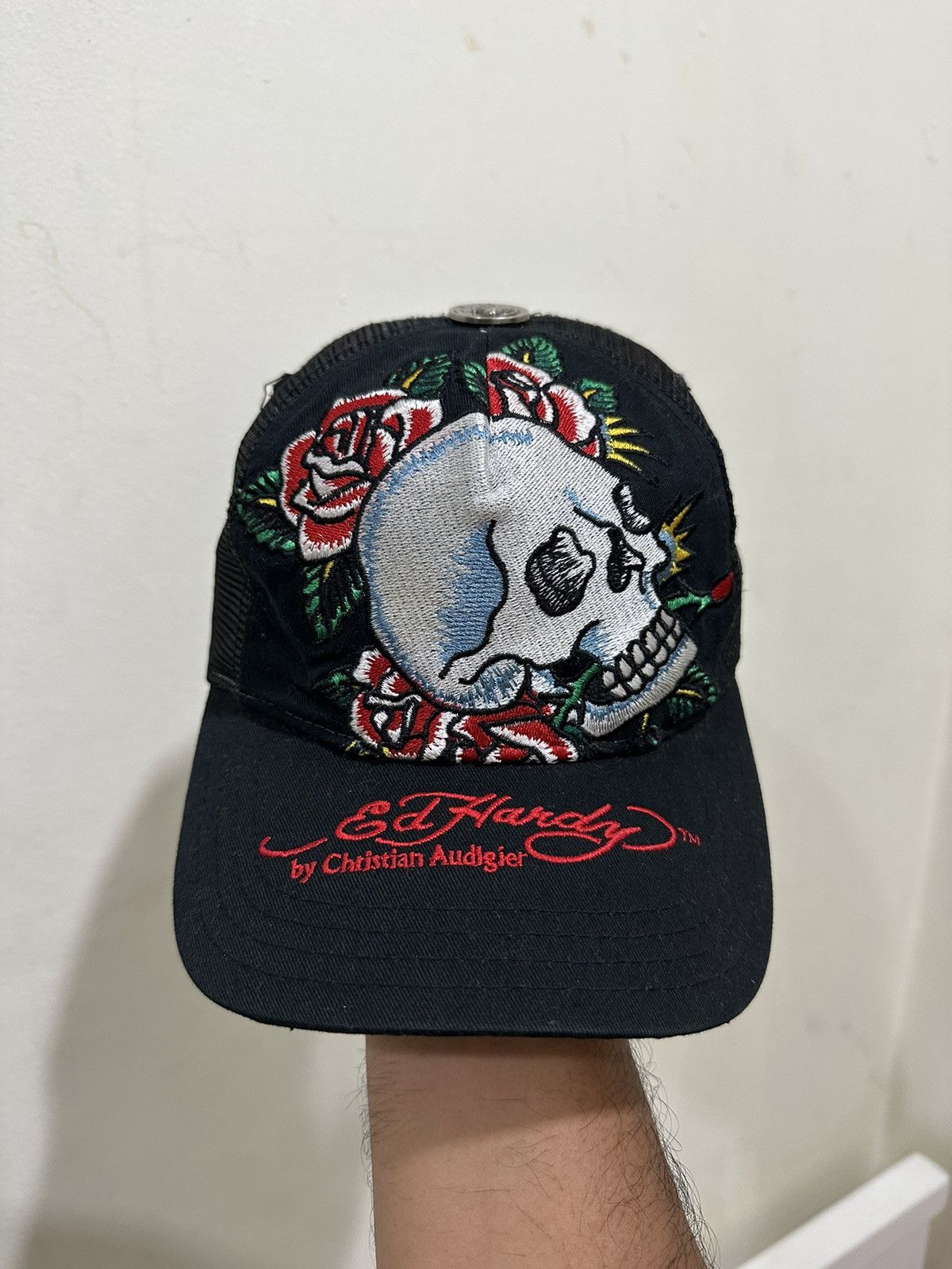 Ed Hardy VTG Distress Ed Hardy X C.A Embroid Trucker Hat Size ONE SIZE - 2 Thumbnail
