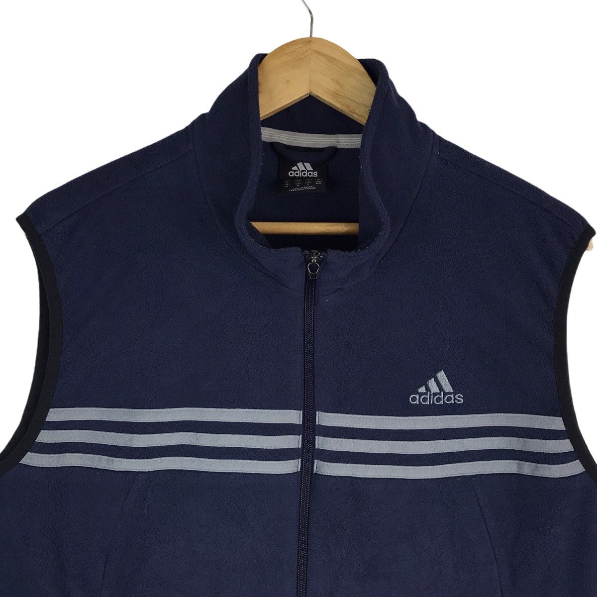 Adidas Adidas Three Stripe Sleeveless Fleece Zipper Vest Size US M / EU 48-50 / 2 - 2 Thumbnail