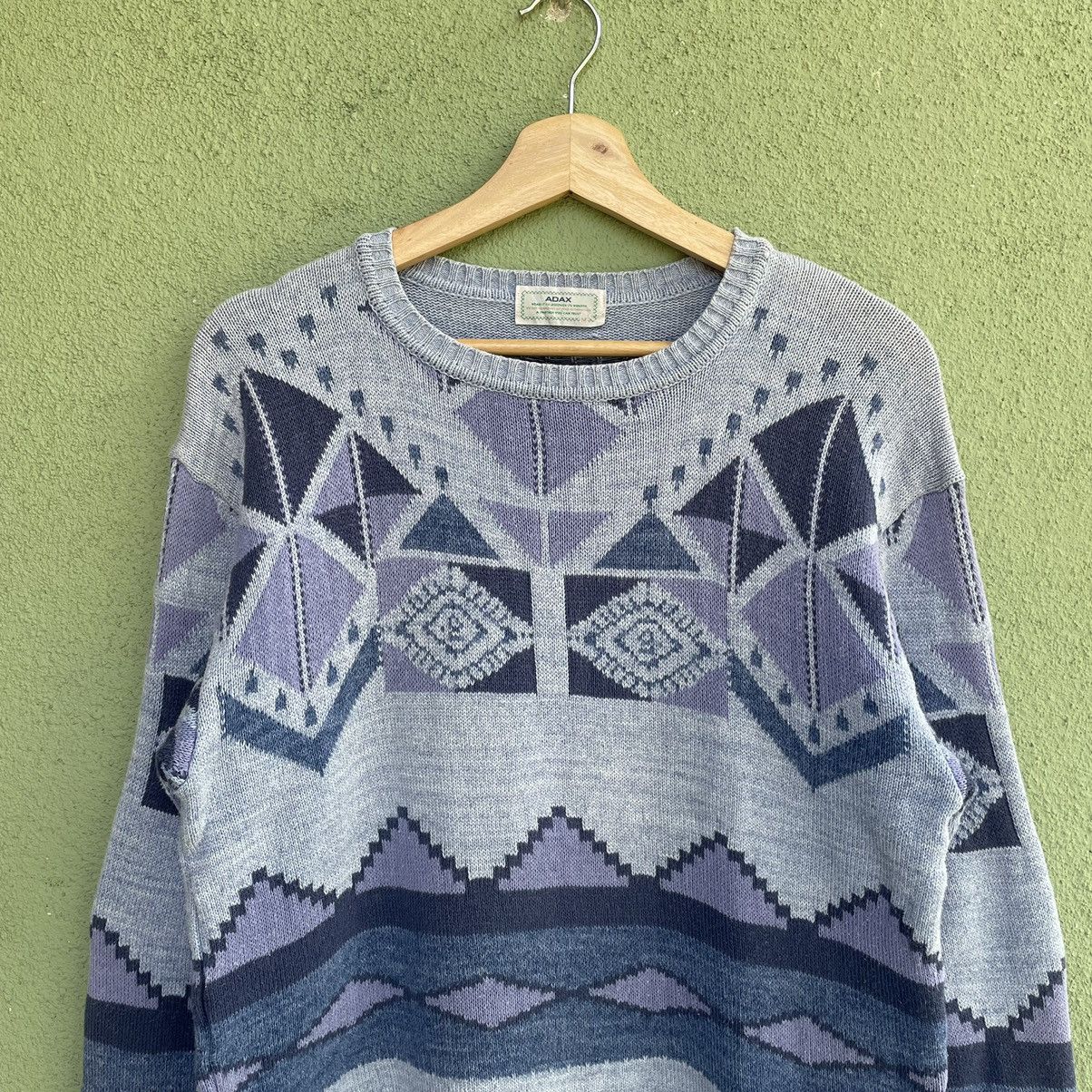 Japanese Brand Vintage ADAX Art Full Print Knitwear Sweater Jumper Rare!! Size US M / EU 48-50 / 2 - 2 Thumbnail