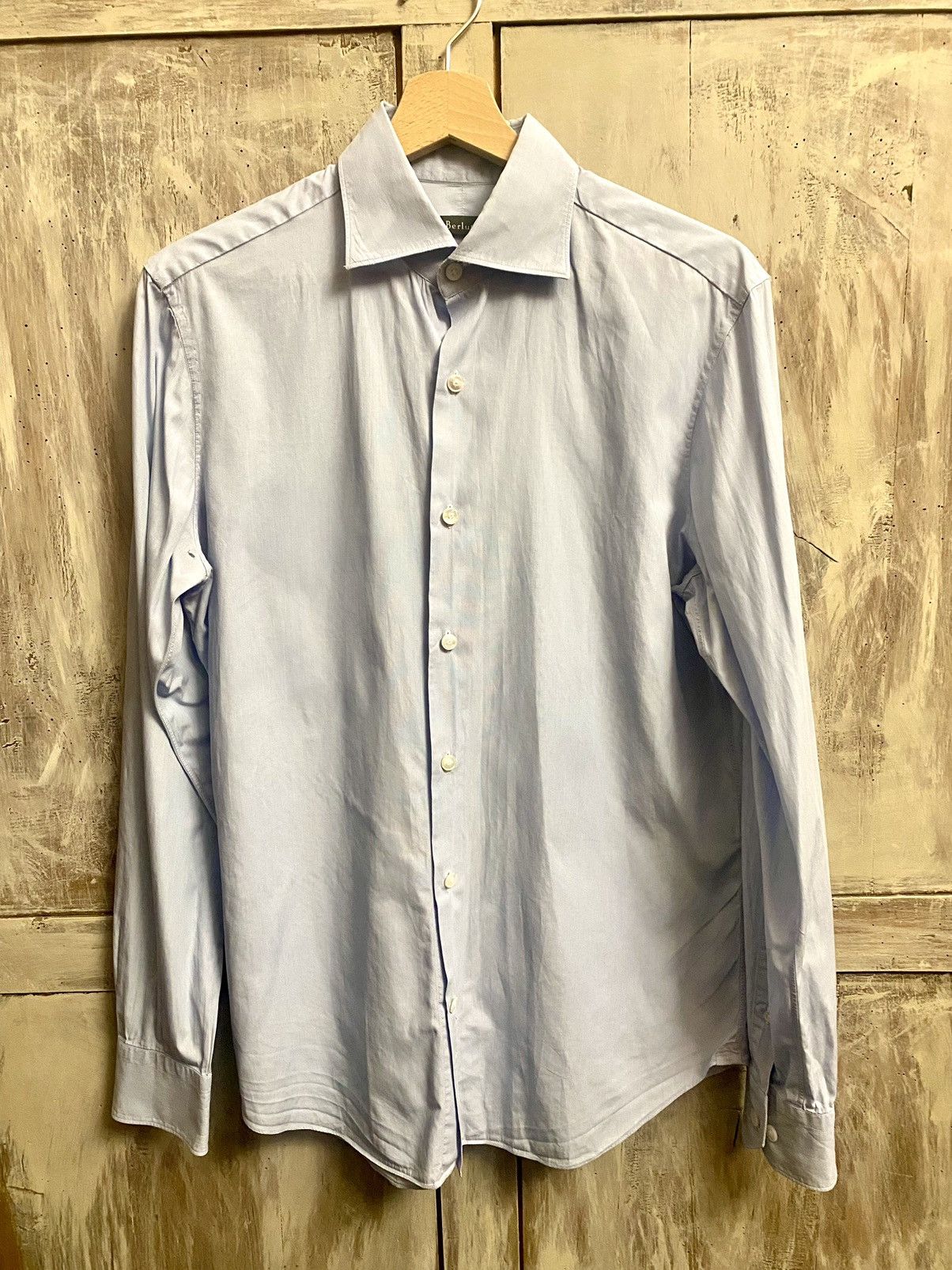 image of Berluti By Haider Ackermann Blue Micro Stripped Shirt 39, Men's (Size Medium)