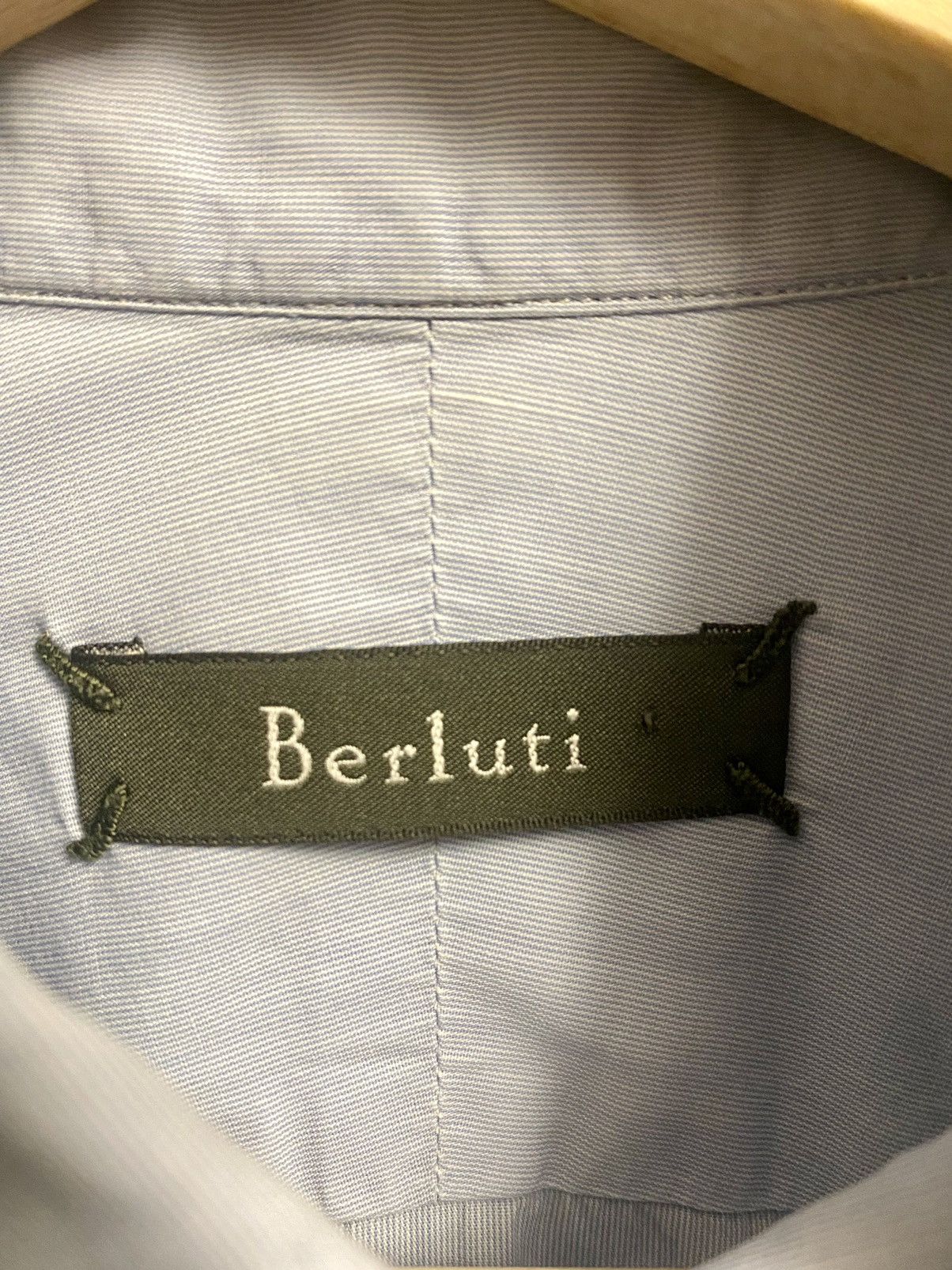 Berluti Berluti by haider ackermann blue micro stripped shirt 39 Size US M / EU 48-50 / 2 - 2 Thumbnail