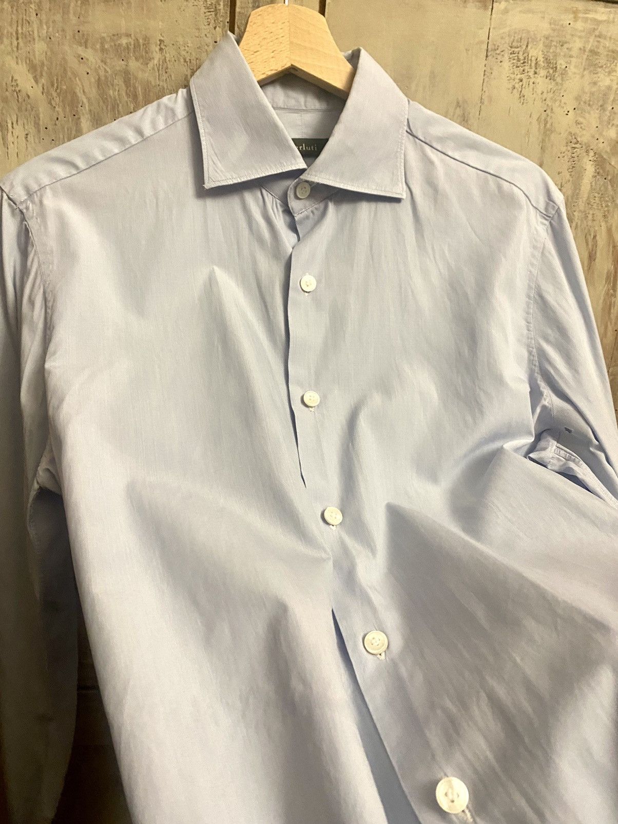 Berluti Berluti by haider ackermann blue micro stripped shirt 39 Size US M / EU 48-50 / 2 - 10 Thumbnail