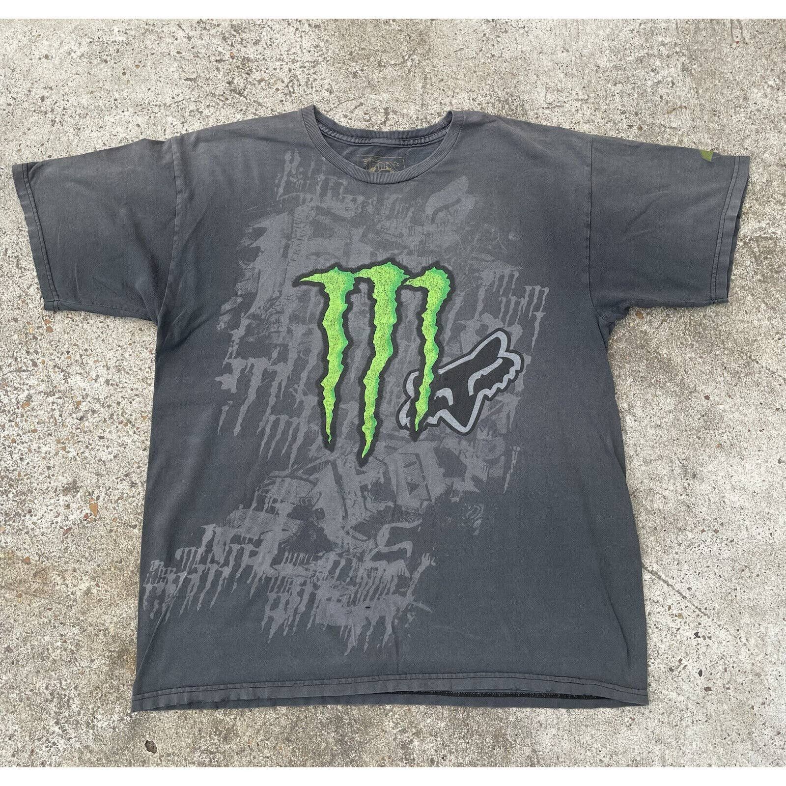 Fox Vtg Fox Racing Monster Energy Ricky #4 Graphic Black Shirt 