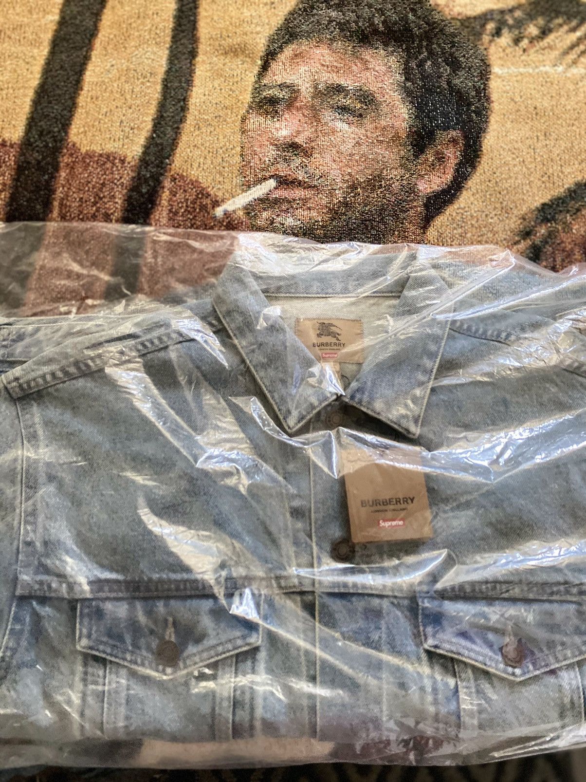 image of Burberry Denim Trucker Jacket XL in Navy, Men's