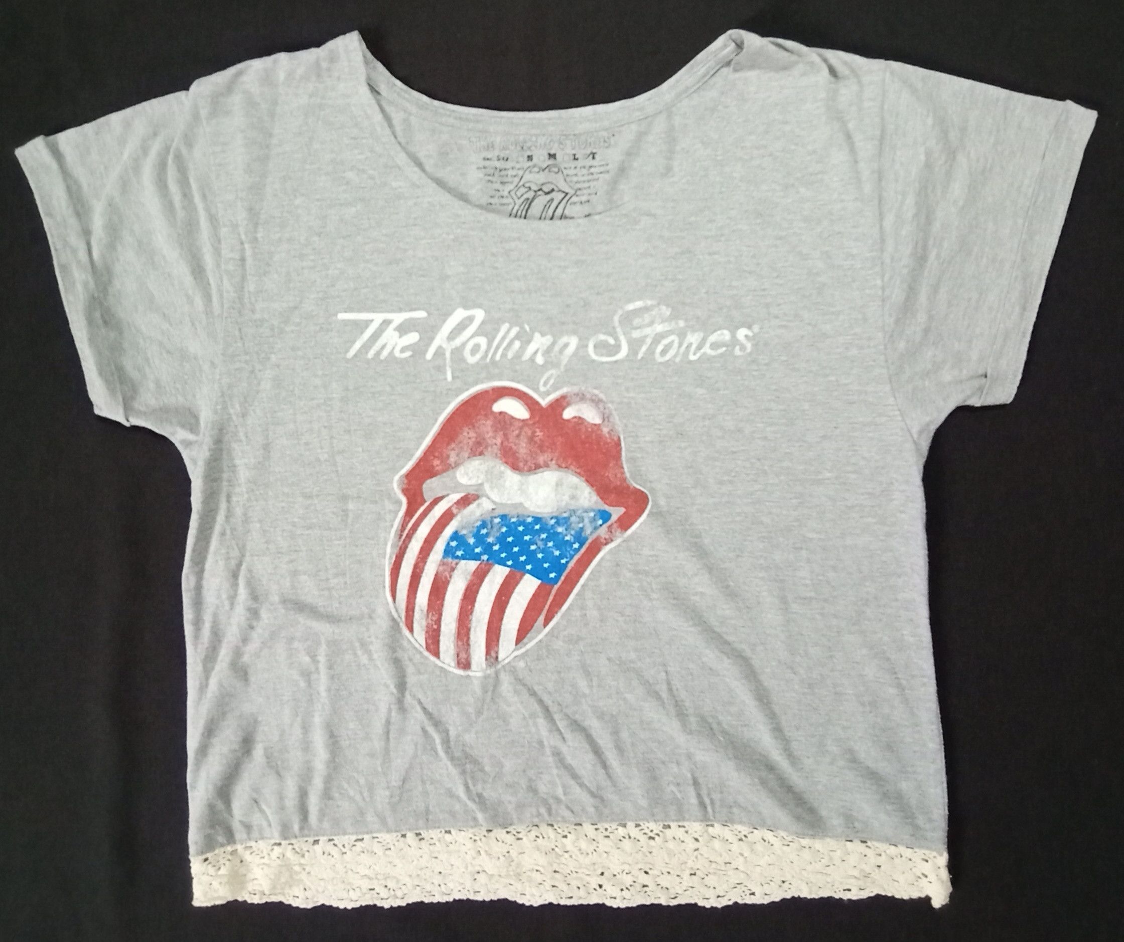 image of Band Tees x The Rolling Stones Merchandise Rock Tee Girl Women in Grey