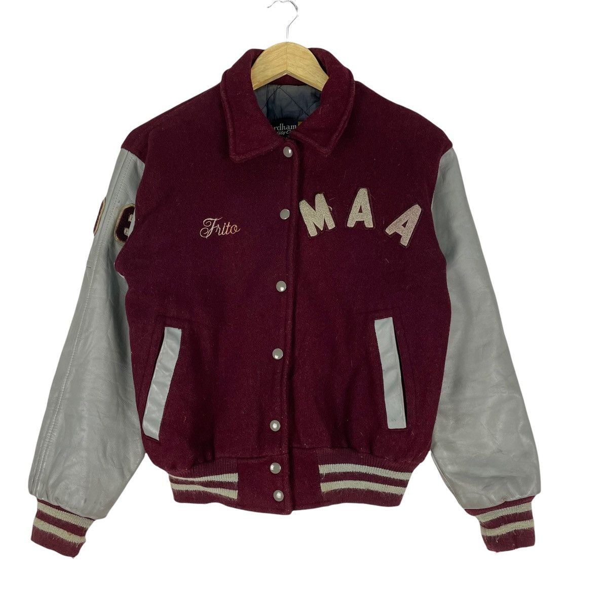 Vintage 🌟FORDHAM Letterman Varsity Leather Jacket Size US S / EU 44-46 / 1 - 2 Thumbnail