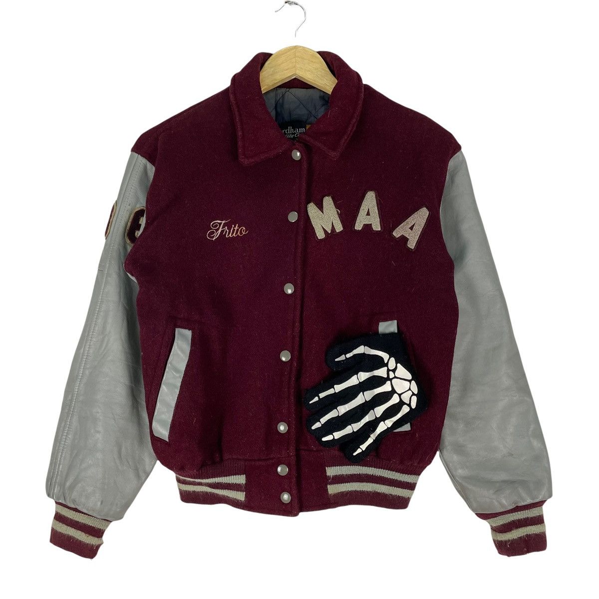 Vintage 🌟FORDHAM Letterman Varsity Leather Jacket Size US S / EU 44-46 / 1 - 1 Thumbnail