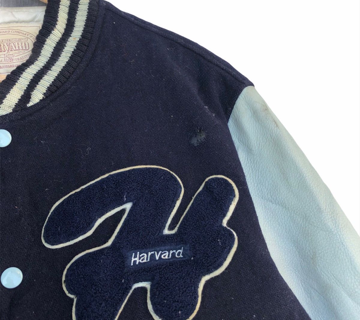 Vintage ⚡️HARVARD UNIVERSITY Varsity Leather Jacket Size US L / EU 52-54 / 3 - 4 Thumbnail