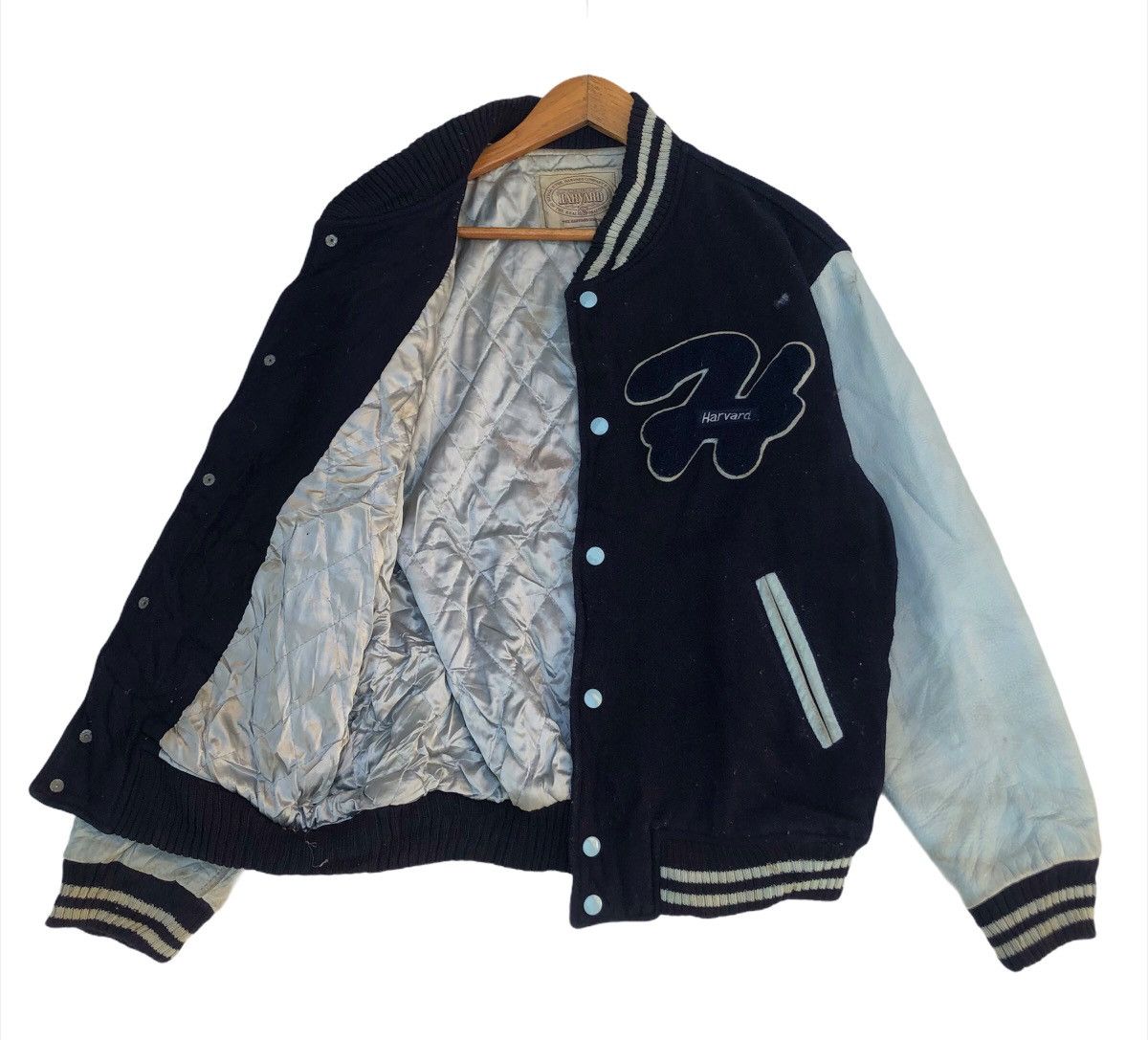 Vintage ⚡️HARVARD UNIVERSITY Varsity Leather Jacket Size US L / EU 52-54 / 3 - 8 Thumbnail