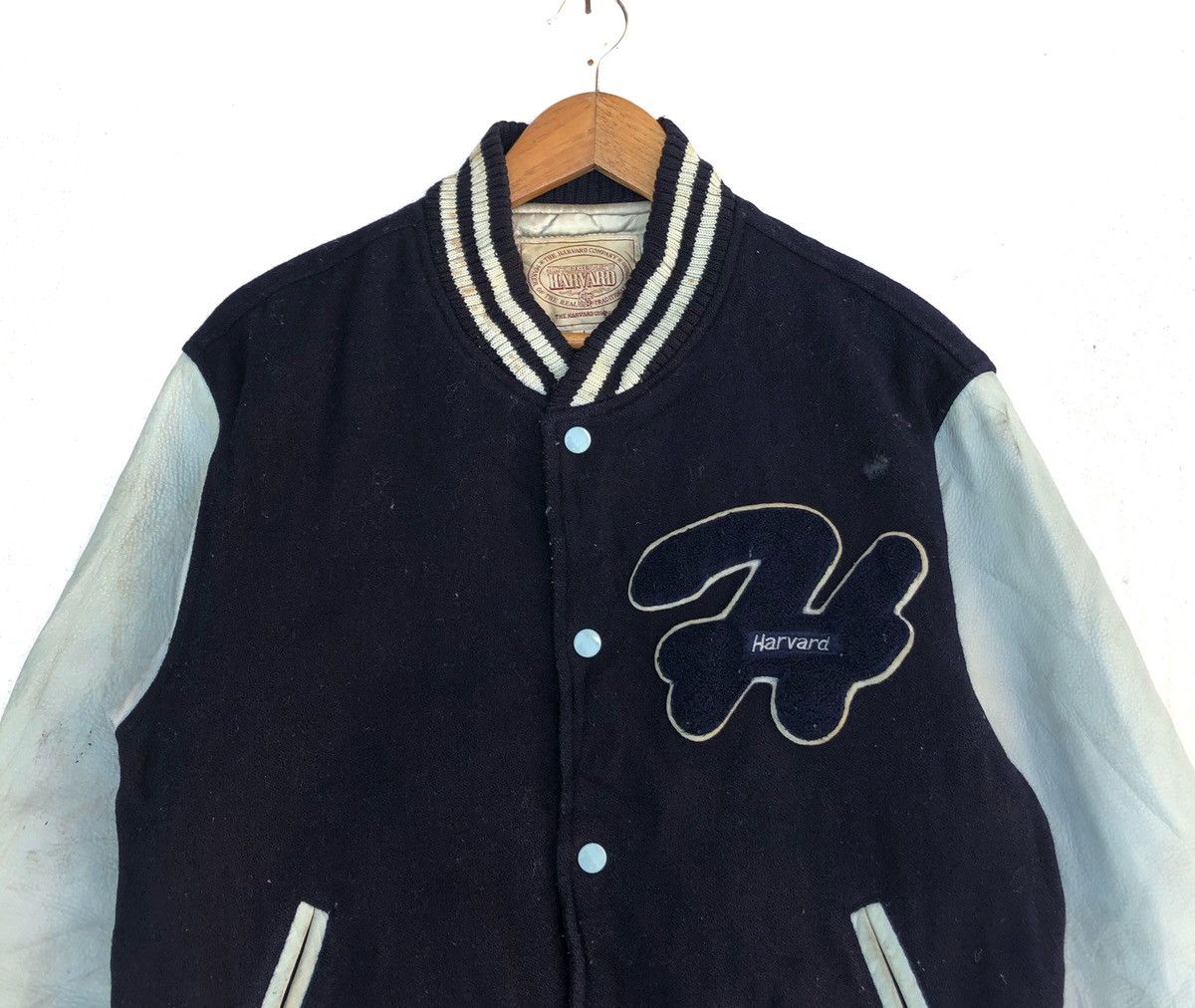 Vintage ⚡️HARVARD UNIVERSITY Varsity Leather Jacket Size US L / EU 52-54 / 3 - 2 Thumbnail