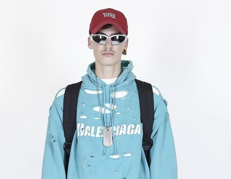 image of Balenciaga Logo Cap in Red, Men's