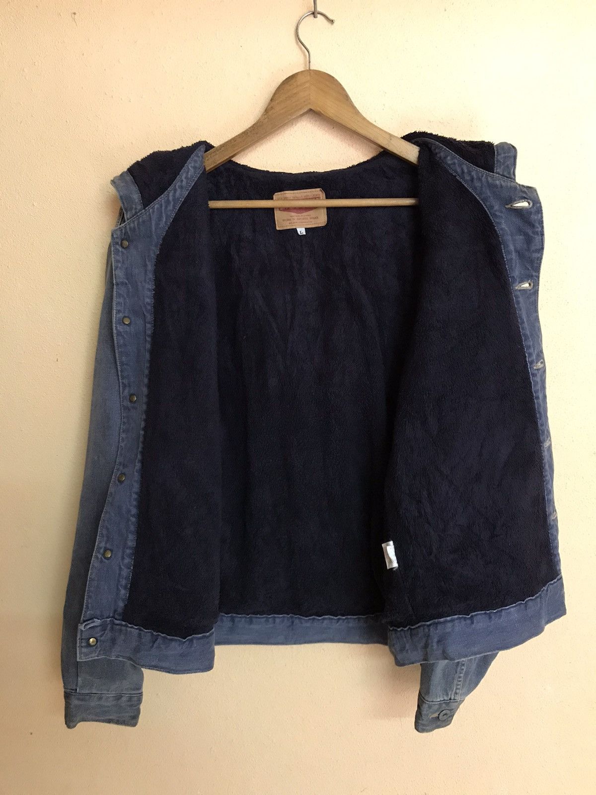 Big John × Vintage VINTAGE BIG JOHN DENIM HOODIE SHERPA JACKET WORKWEAR Size US M / EU 48-50 / 2 - 7 Thumbnail