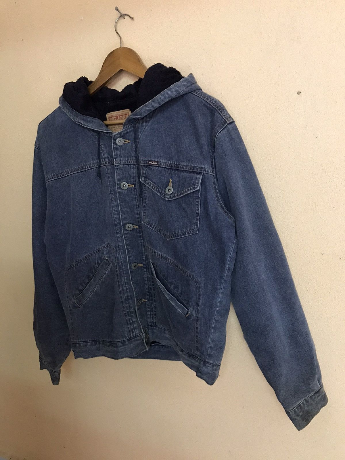 Big John × Vintage VINTAGE BIG JOHN DENIM HOODIE SHERPA JACKET WORKWEAR Size US M / EU 48-50 / 2 - 3 Thumbnail