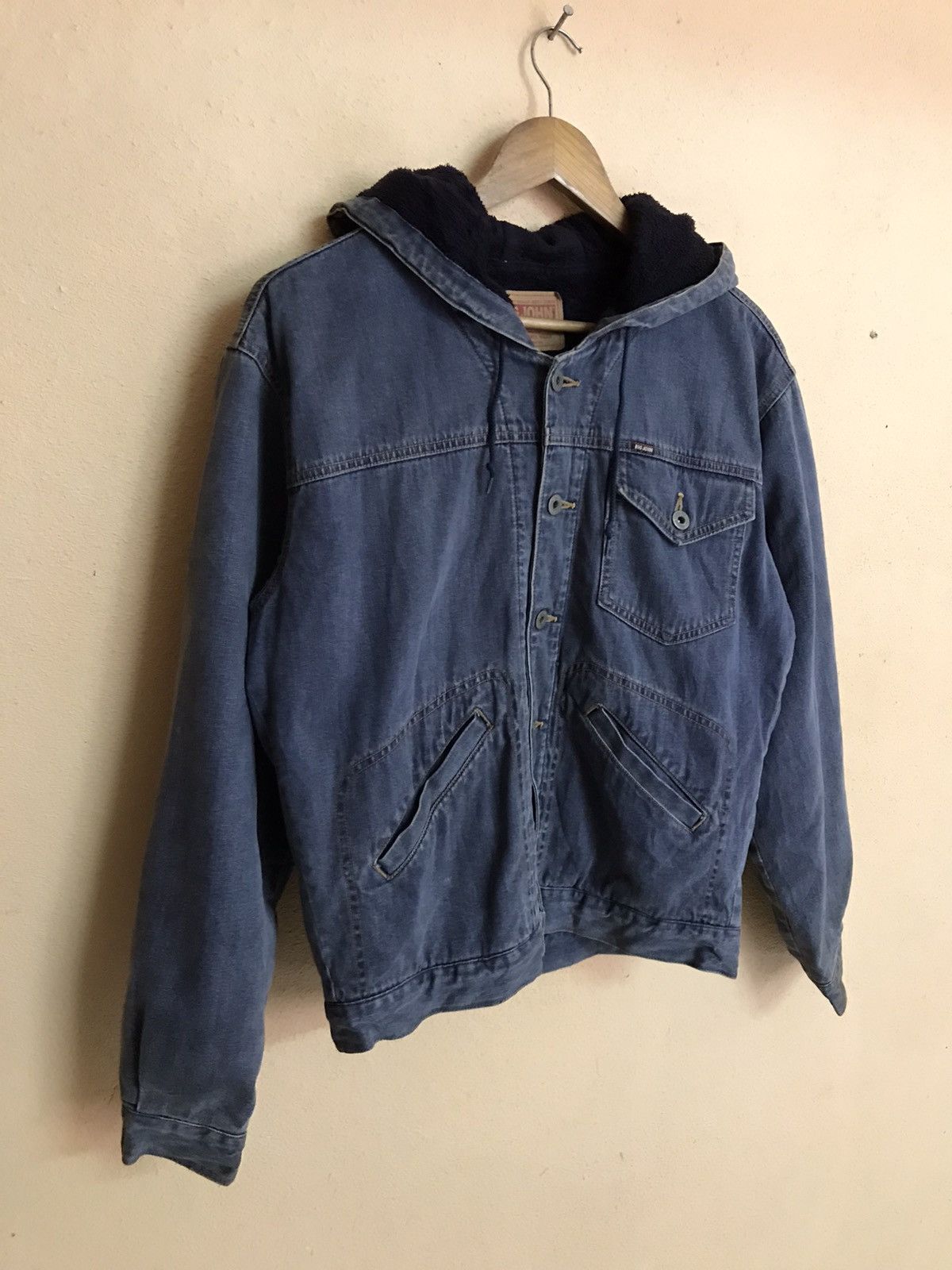 Big John × Vintage VINTAGE BIG JOHN DENIM HOODIE SHERPA JACKET WORKWEAR Size US M / EU 48-50 / 2 - 2 Thumbnail