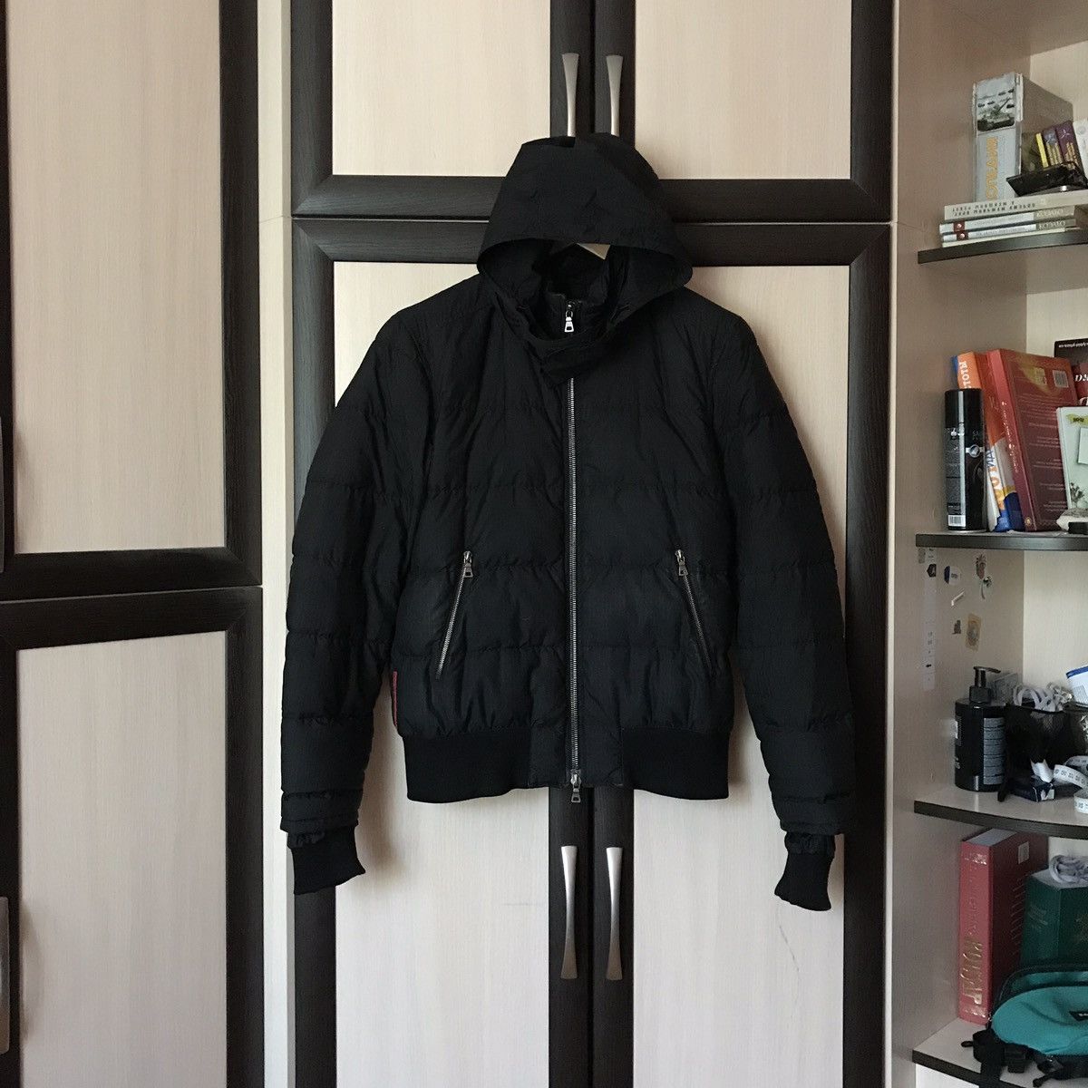 Prada Puffer Bomber Jacket Nylon Hood