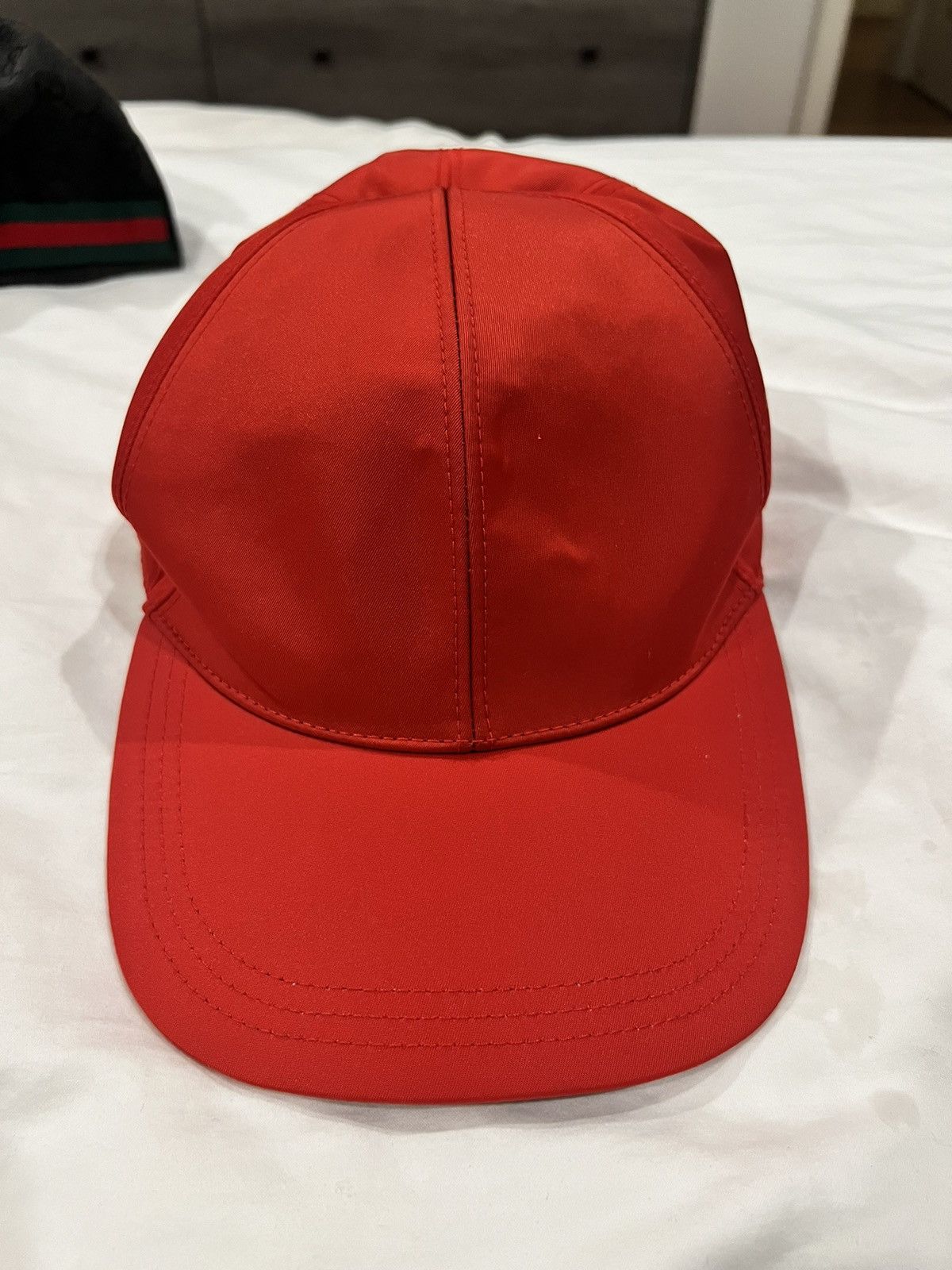 Prada Red Prada Nylon Hat Size ONE SIZE - 1 Thumbnail