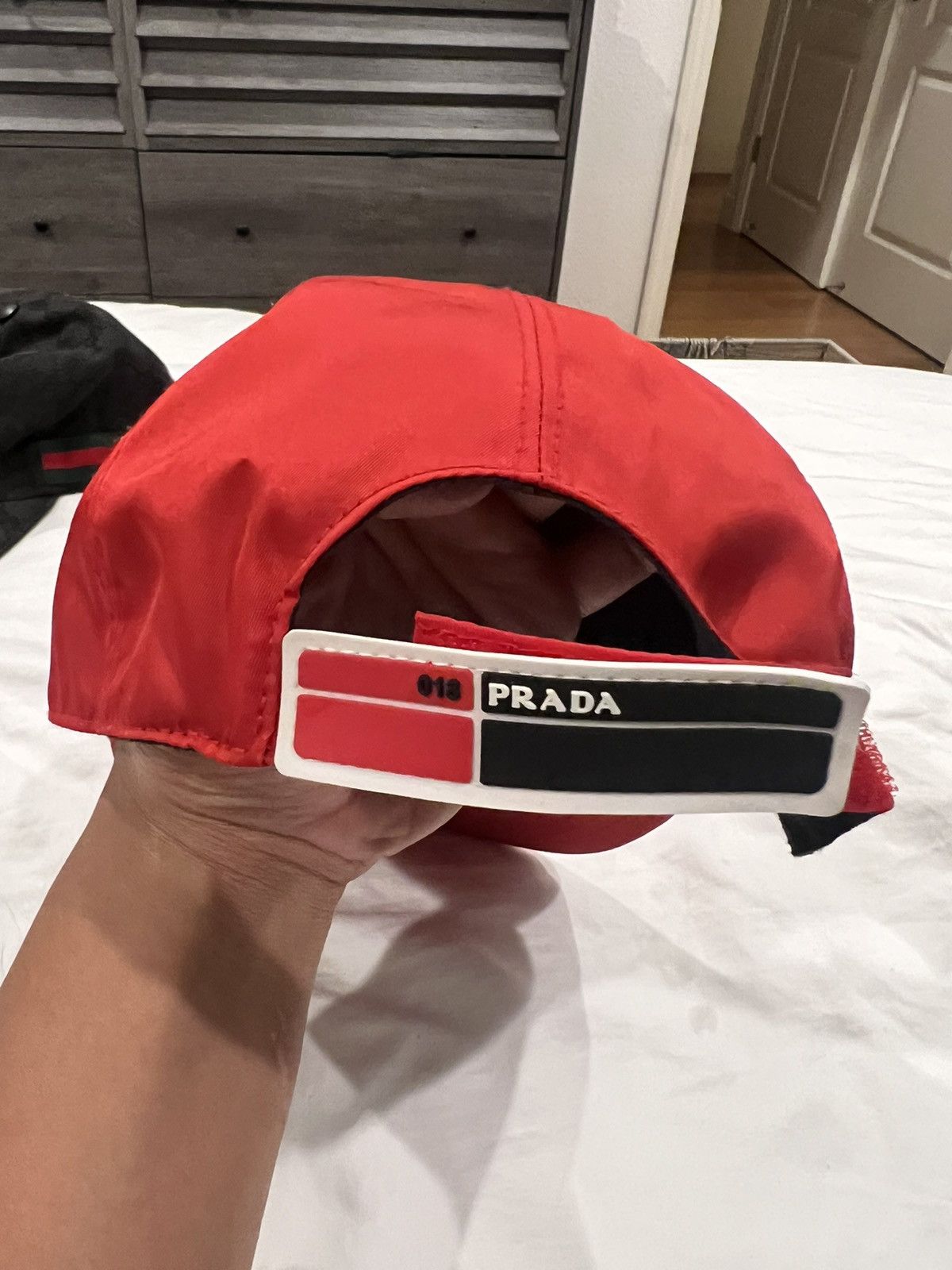 Prada Red Prada Nylon Hat Size ONE SIZE - 3 Thumbnail