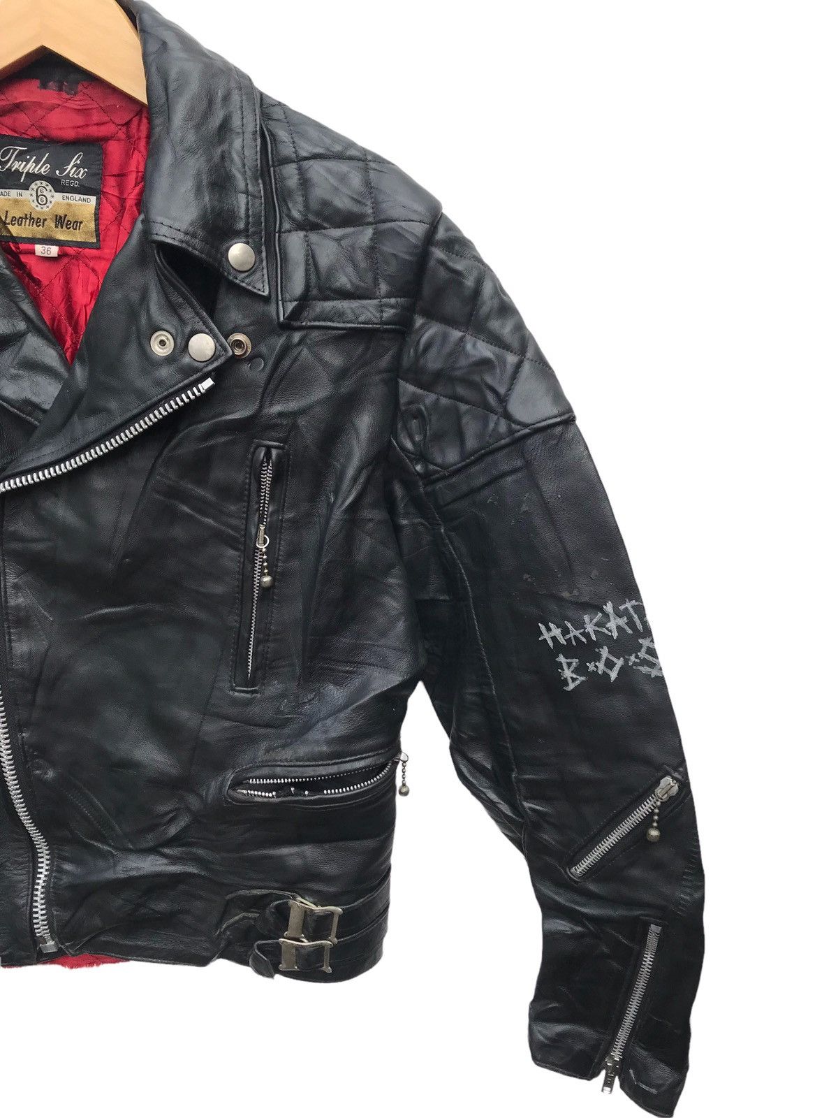 Vintage Vintage 666 England Double Collar Punk Leather Jacket Size US S / EU 44-46 / 1 - 5 Thumbnail