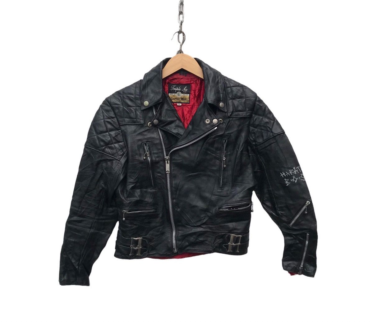 Vintage Vintage 666 England Double Collar Punk Leather Jacket Size US S / EU 44-46 / 1 - 1 Thumbnail