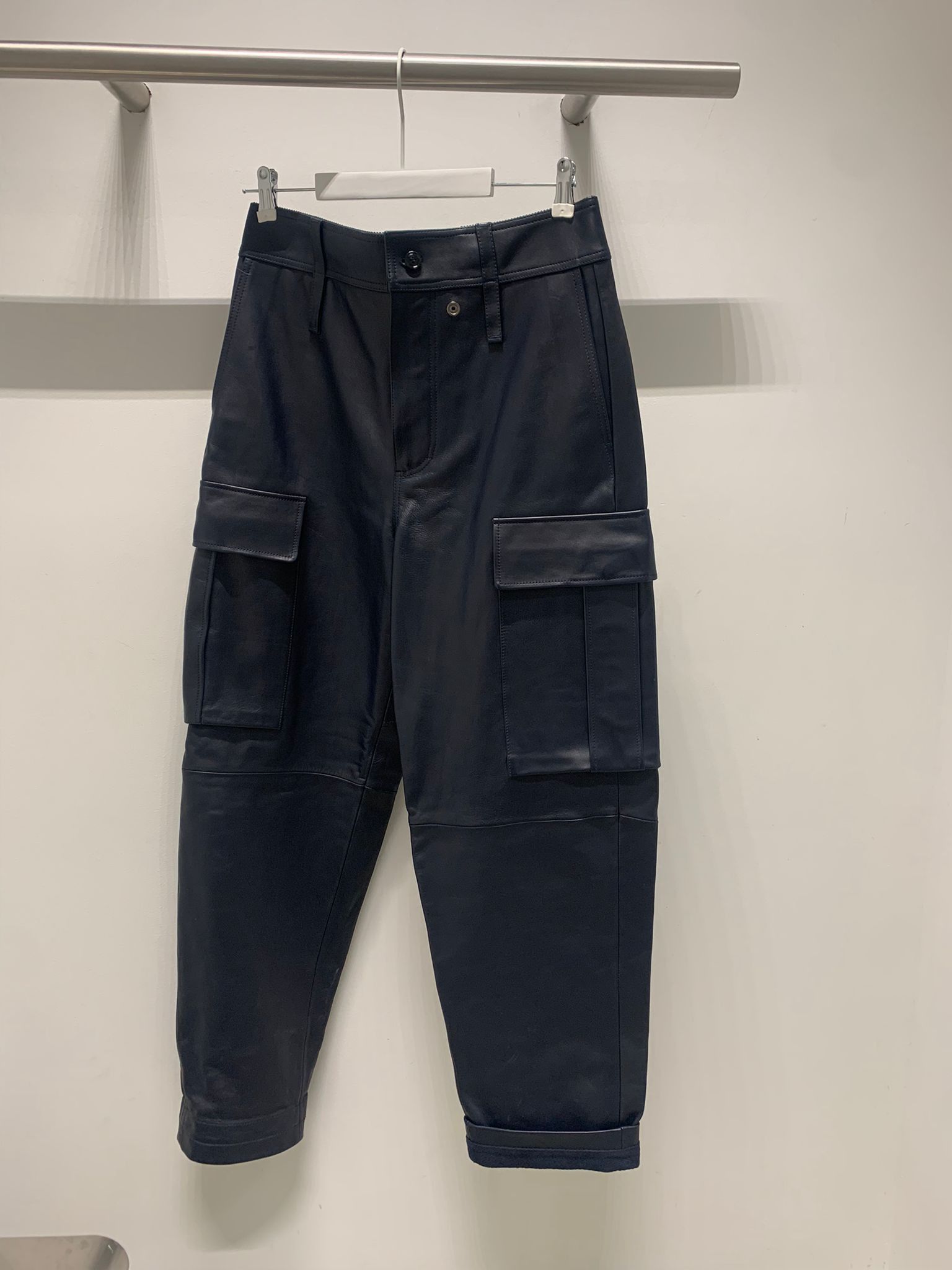 Acne Studios Leather Cargo Trousers in Dark Navy Size US 32 / EU 48 - 2 Thumbnail
