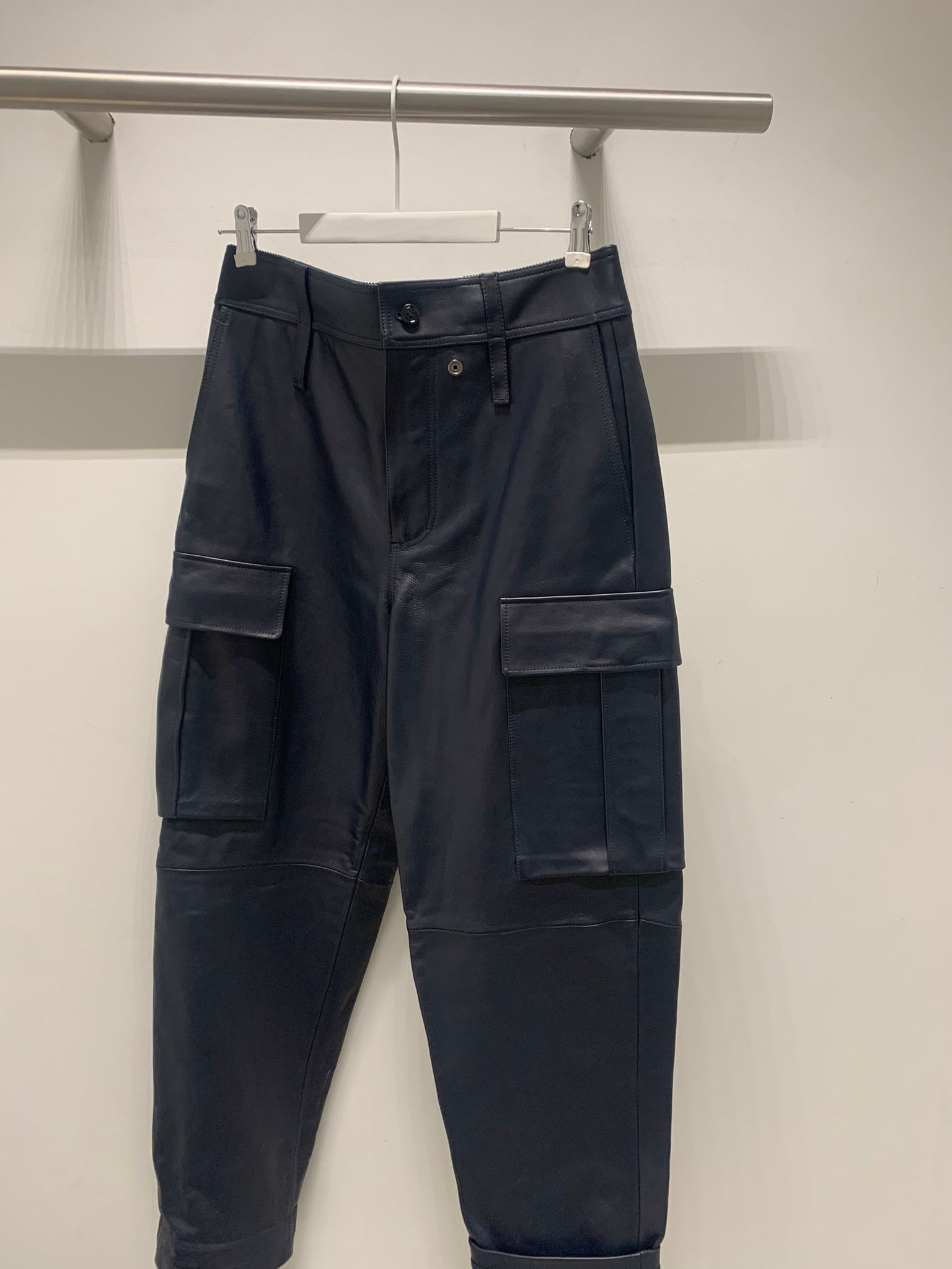 Acne Studios Leather Cargo Trousers in Dark Navy Size US 32 / EU 48 - 1 Thumbnail