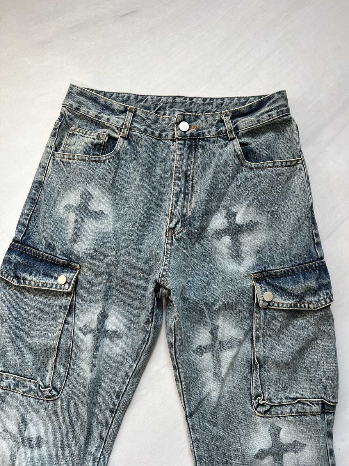Japanese Brand × Vintage Vintage Y2K Crazy Cargo Jeans Pants Size US 29 - 3 Thumbnail