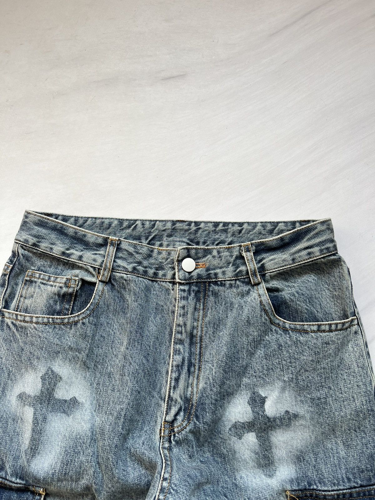 Japanese Brand × Vintage Vintage Y2K Crazy Cargo Jeans Pants Size US 29 - 2 Thumbnail