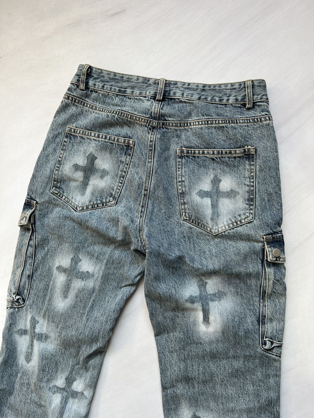 Japanese Brand × Vintage Vintage Y2K Crazy Cargo Jeans Pants Size US 29 - 5 Thumbnail
