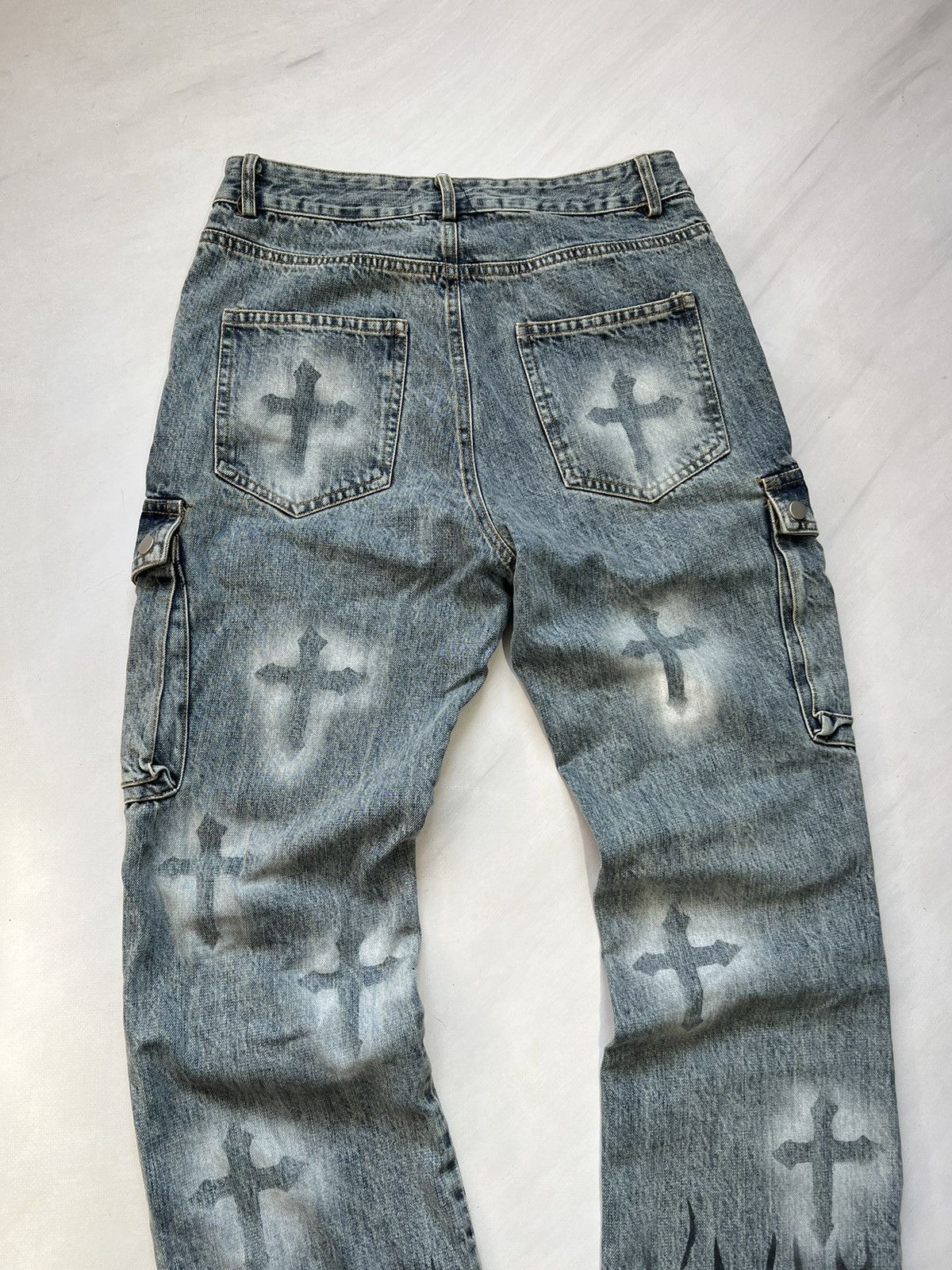 Japanese Brand × Vintage Vintage Y2K Crazy Cargo Jeans Pants Size US 29 - 6 Thumbnail