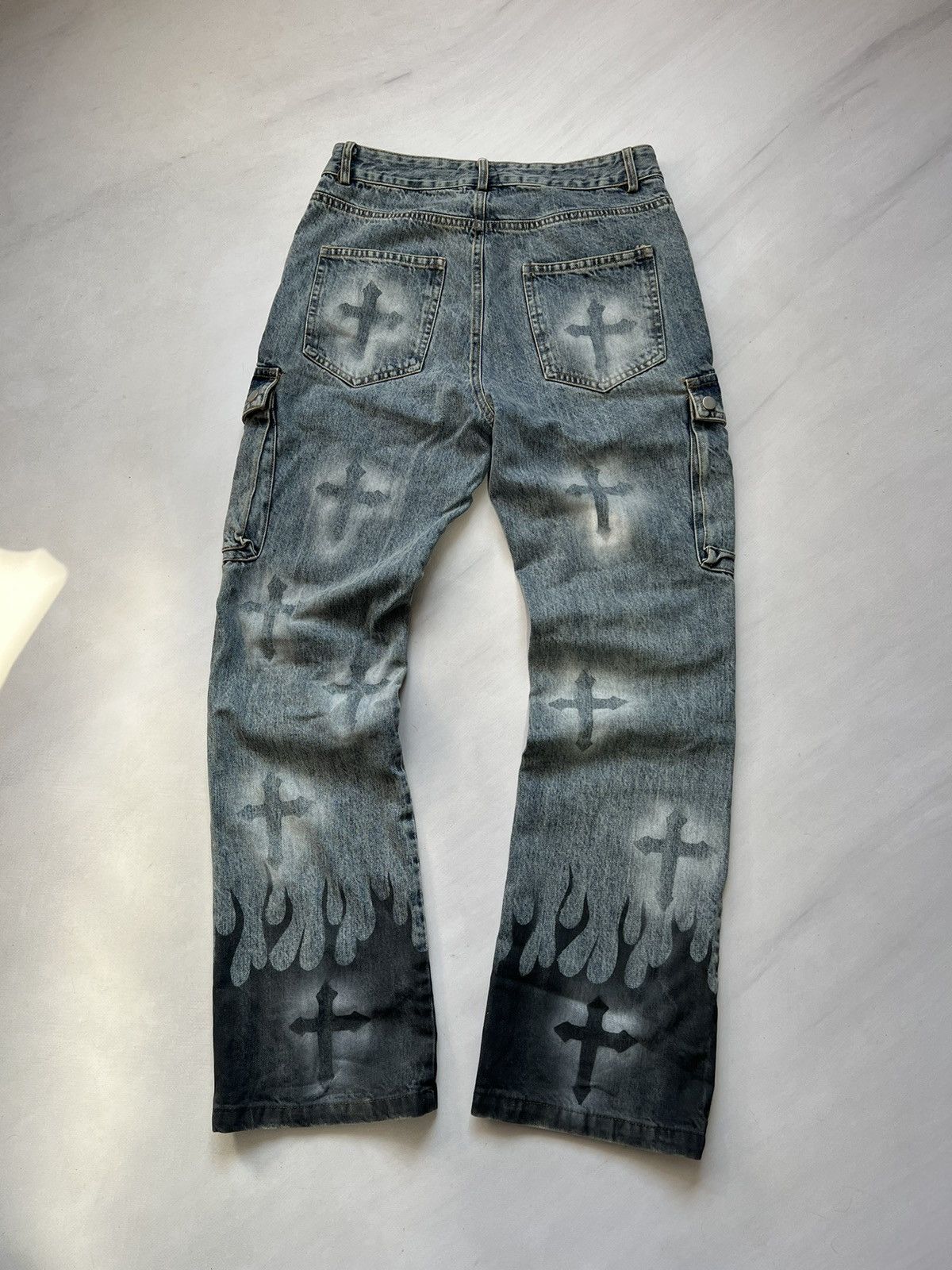 Japanese Brand × Vintage Vintage Y2K Crazy Cargo Jeans Pants Size US 29 - 7 Thumbnail