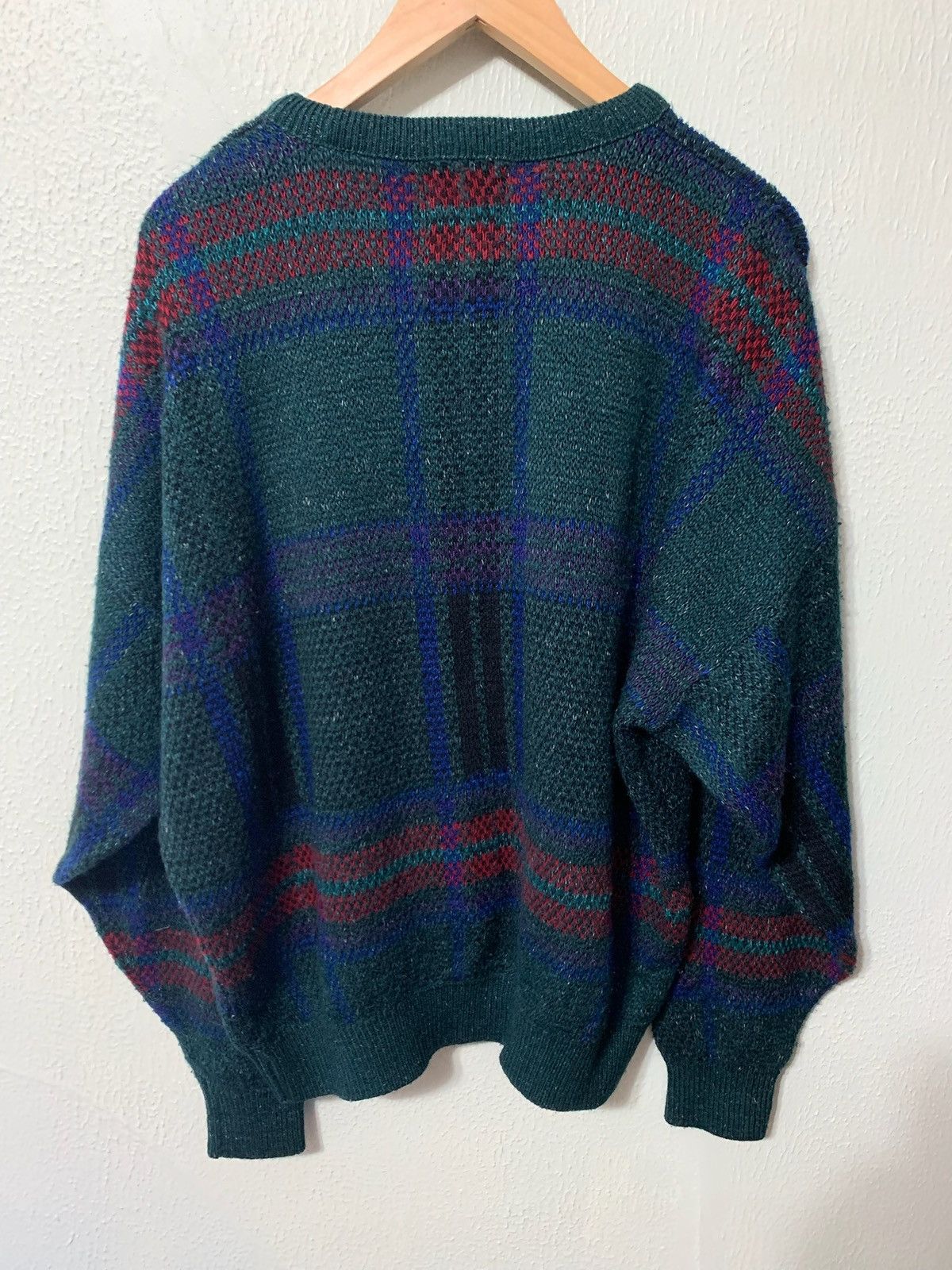 Vintage Vintage Green Tartan Knit Sweater Size US XL / EU 56 / 4 - 4 Thumbnail
