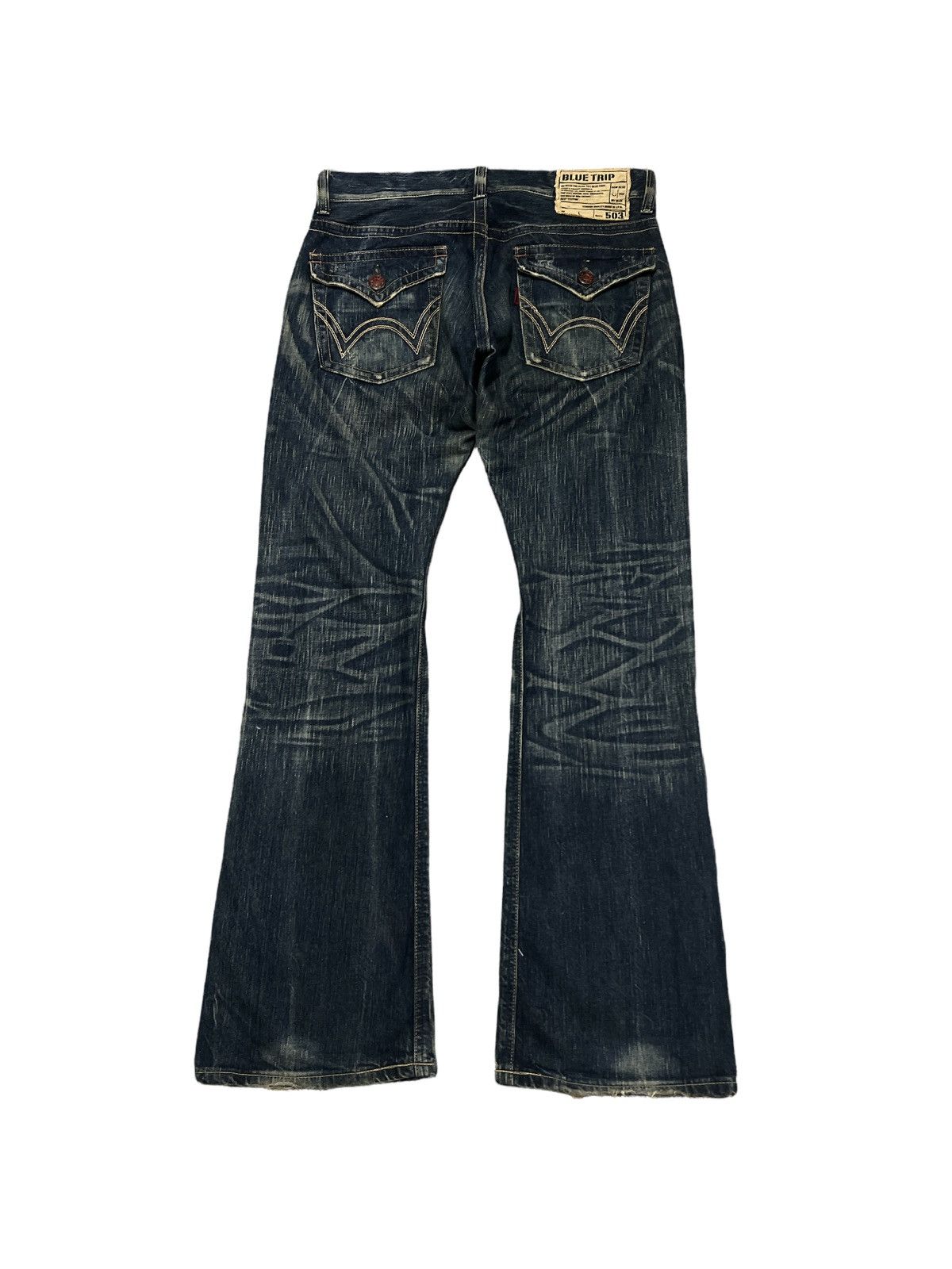 Edwin FLARED🔥EDWIN 503 BLUE TRIP DISTRESSED DENIM PANT Size US 32 / EU 48 - 7 Thumbnail
